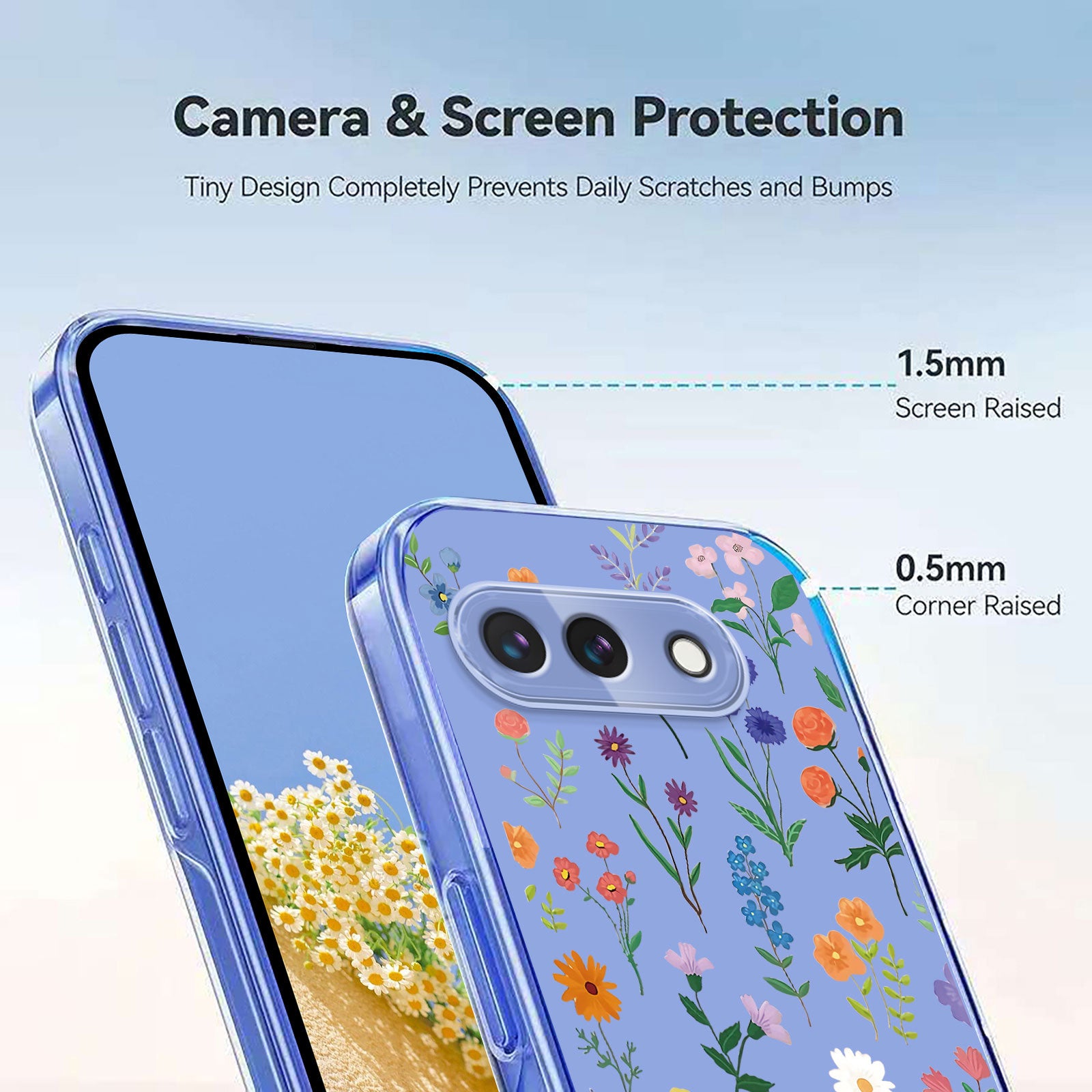 For Google Pixel 9a Case Butterfly Floral Pattern Printing TPU Phone Back Cover Daisies