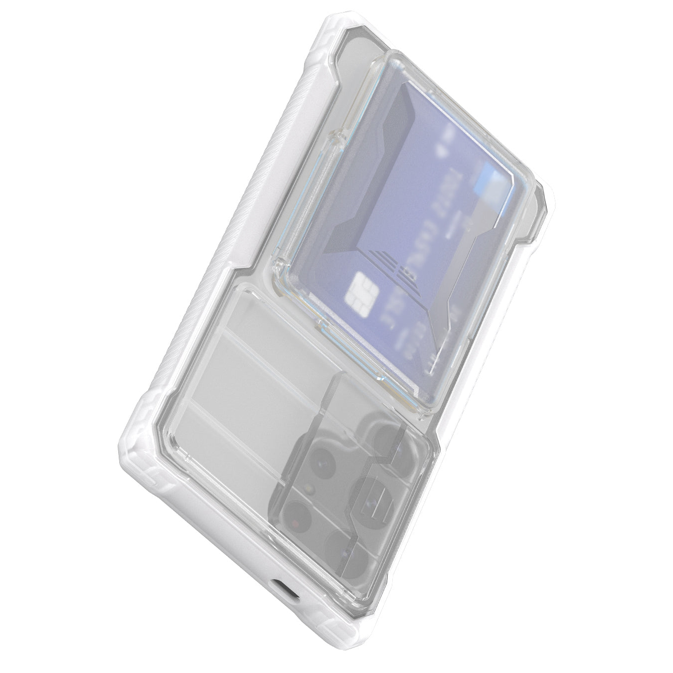 GKK For Samsung Galaxy S24 Ultra Lens Protection Case Card Slot Kickstand Phone Cover - Transparent