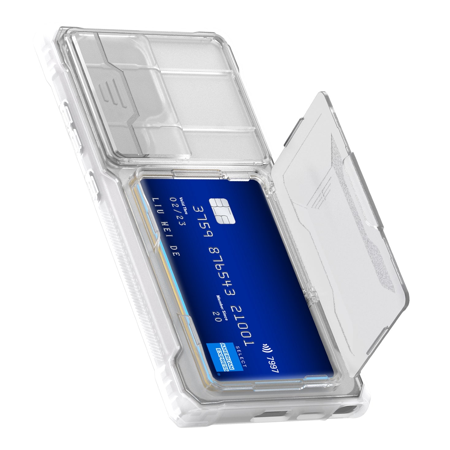GKK For Samsung Galaxy S24 Ultra Lens Protection Case Card Slot Kickstand Phone Cover - Transparent