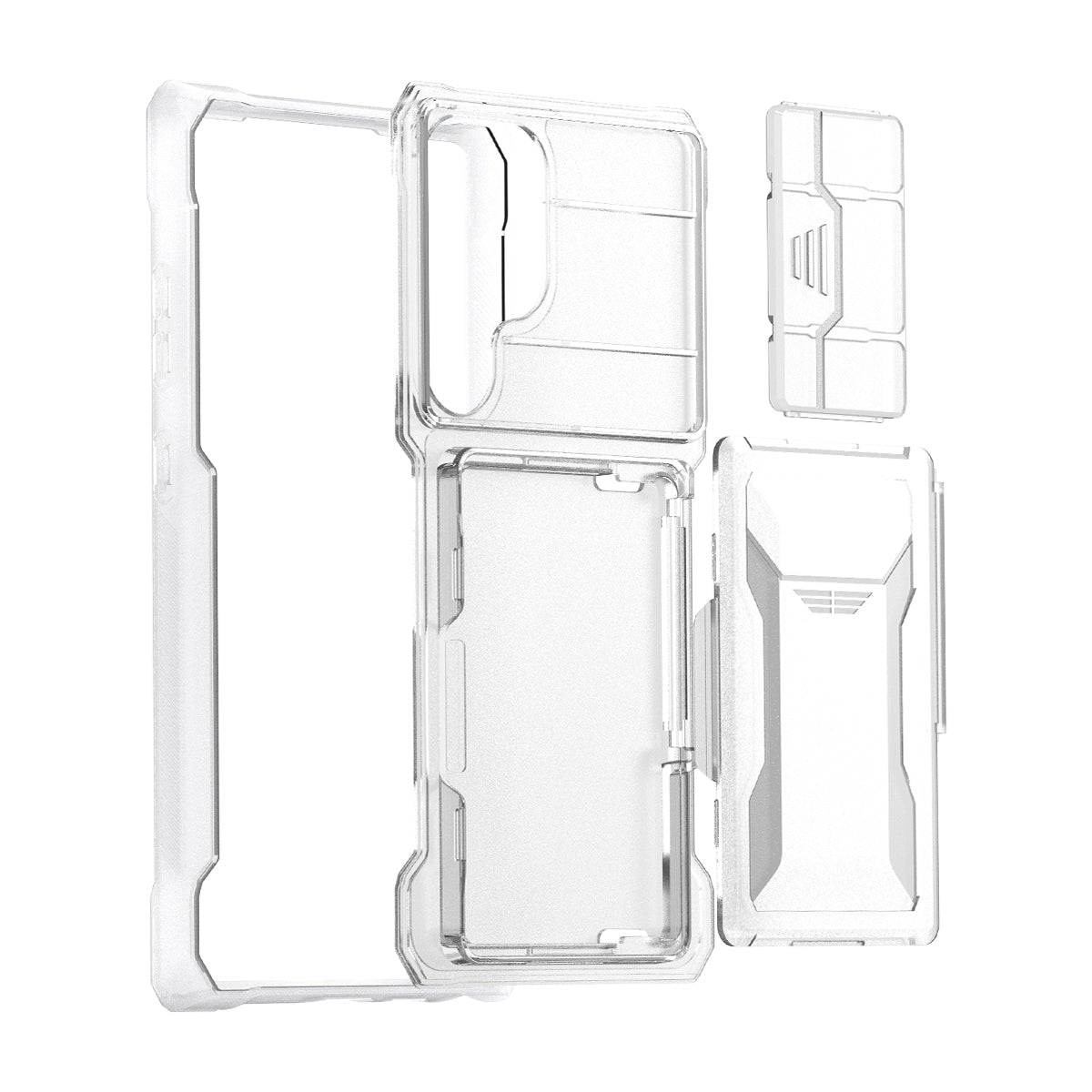 GKK For Samsung Galaxy S24 Ultra Lens Protection Case Card Slot Kickstand Phone Cover - Transparent