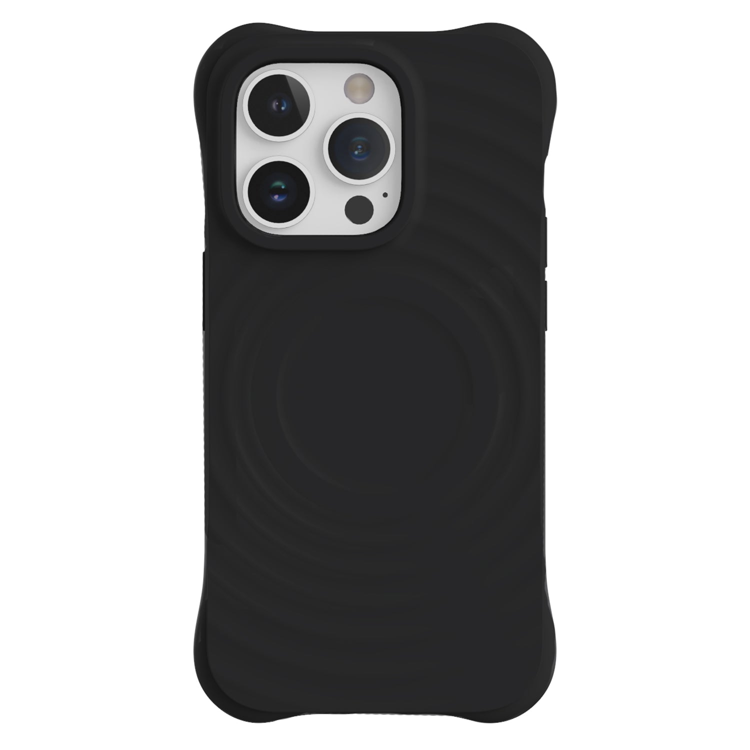 For iPhone 13 Pro 6.1 inch Phone Case PC+Liquid Silicone 3D Ripple Texture Compatible with MagSafe Cover - Black