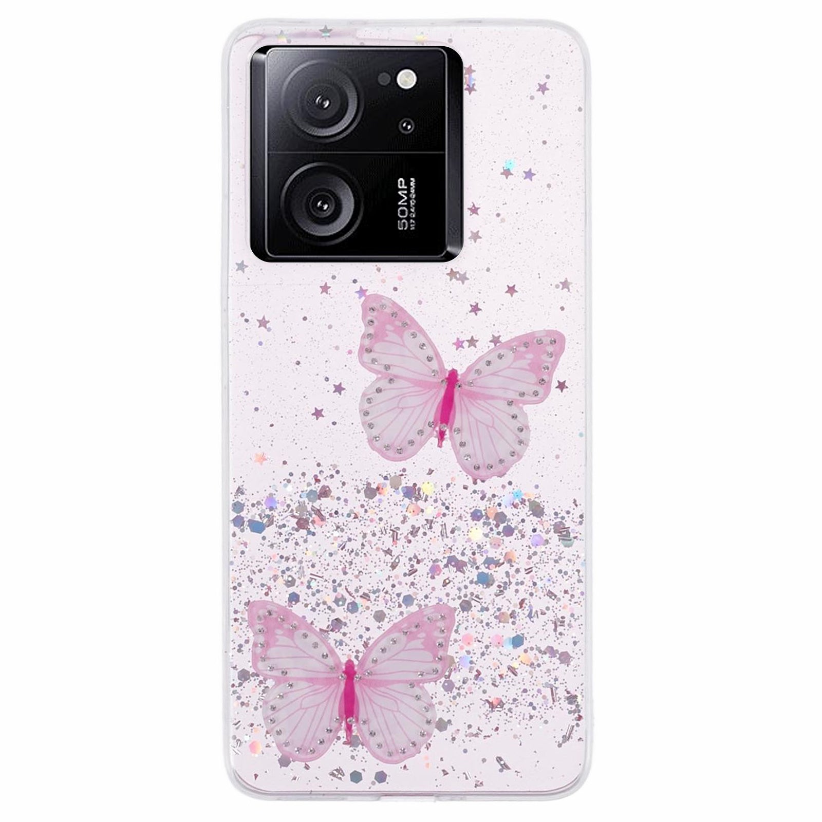 AW Series For Xiaomi 13T / 13T Pro / Redmi K60 Ultra Phone Case Epoxy Butterfly Cover - Pink