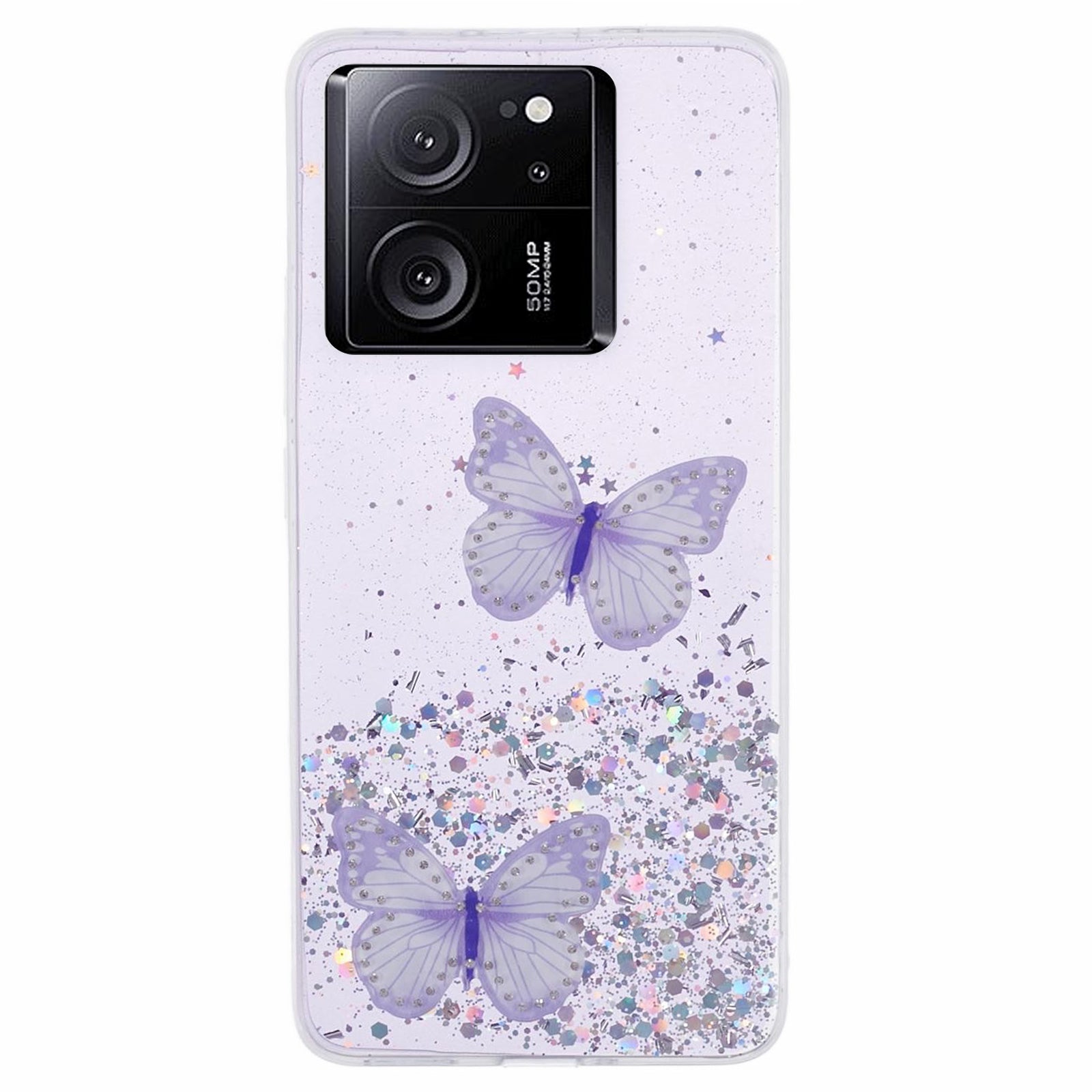 AW Series For Xiaomi 13T / 13T Pro / Redmi K60 Ultra Phone Case Epoxy Butterfly Cover - Pink