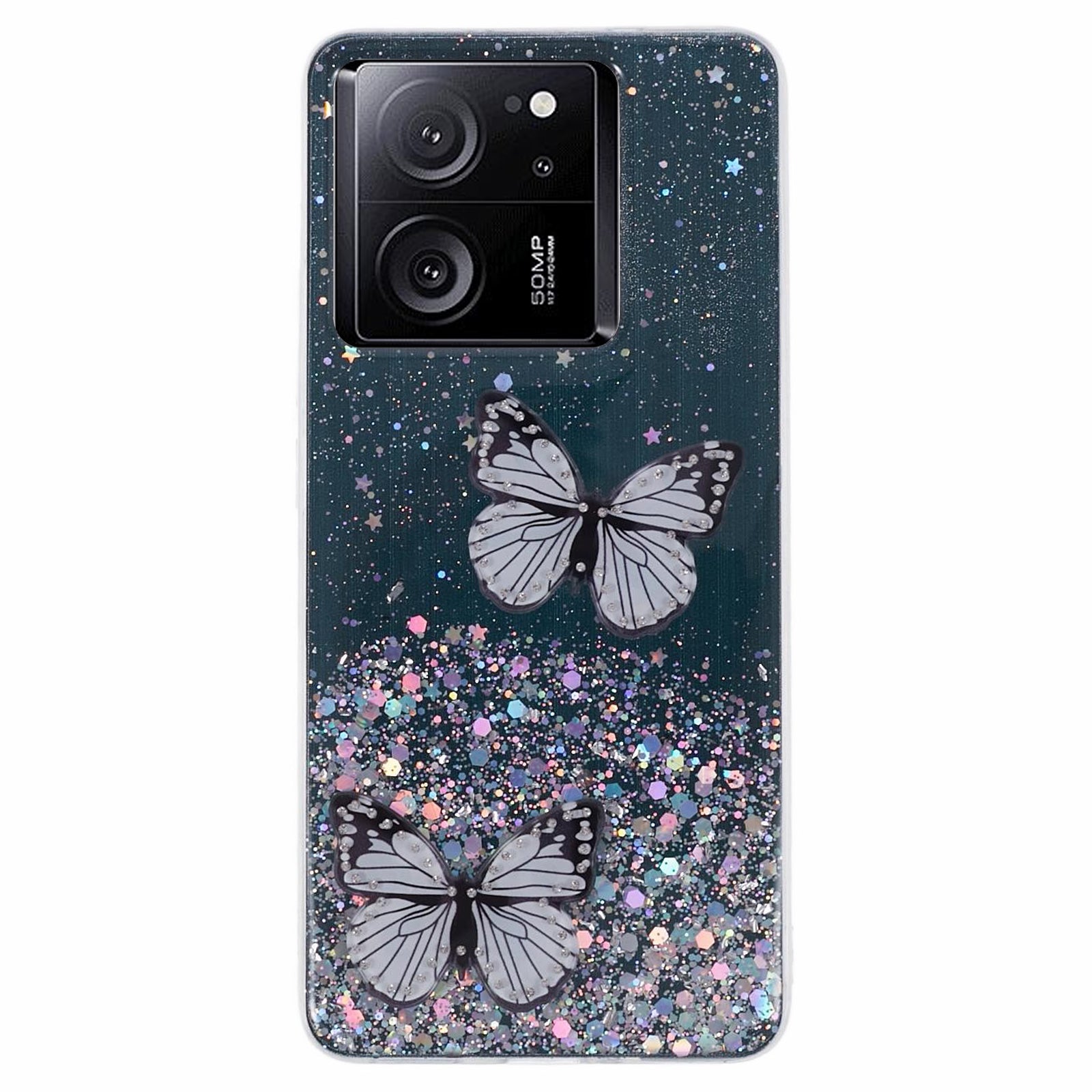 AW Series For Xiaomi 13T / 13T Pro / Redmi K60 Ultra Phone Case Epoxy Butterfly Cover - Pink
