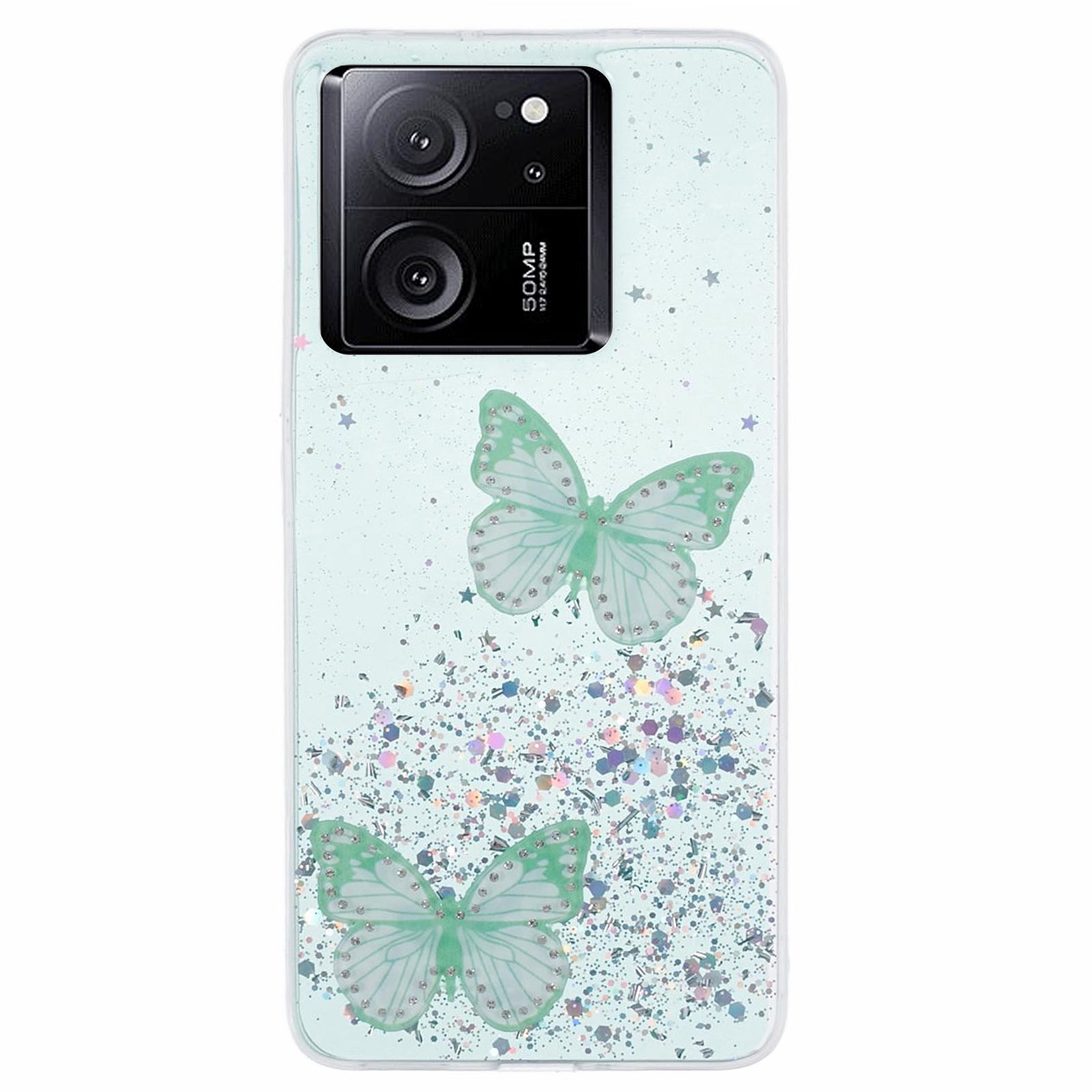 AW Series For Xiaomi 13T / 13T Pro / Redmi K60 Ultra Phone Case Epoxy Butterfly Cover - Pink