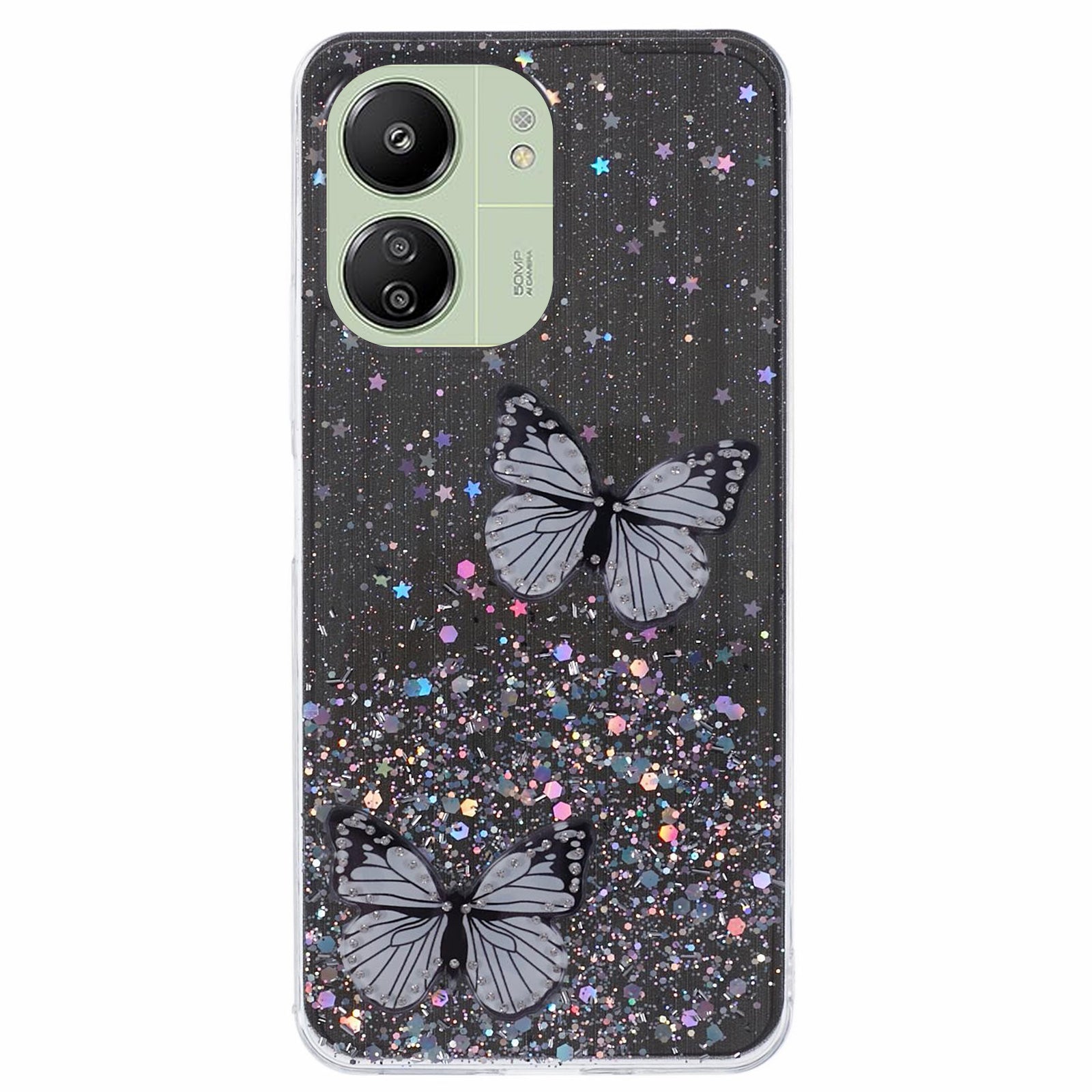 AW Series For Xiaomi Redmi 13C 4G / Poco C65 4G Phone Case TPU+PVC Butterfly Cover - Purple