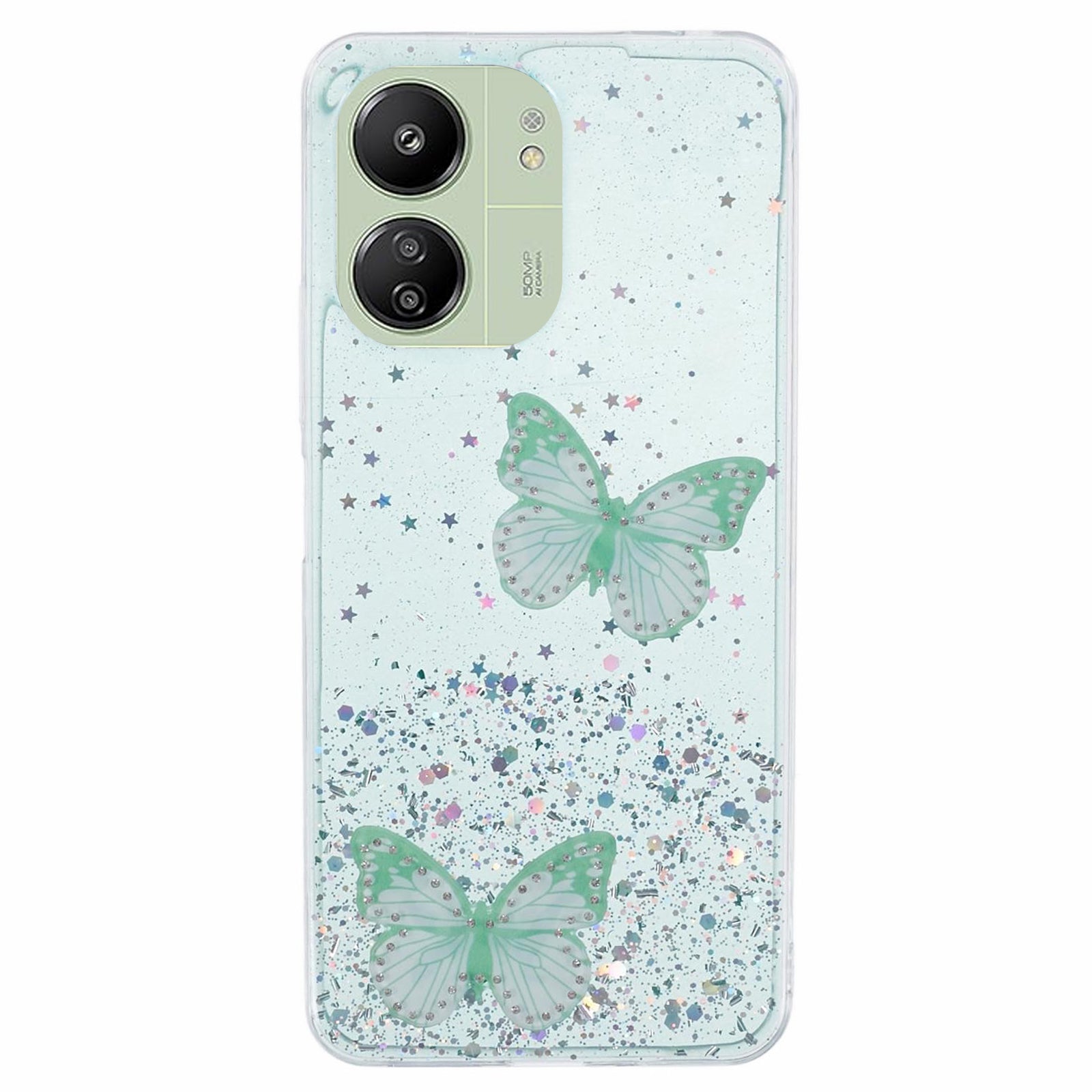 AW Series For Xiaomi Redmi 13C 4G / Poco C65 4G Phone Case TPU+PVC Butterfly Cover - Purple