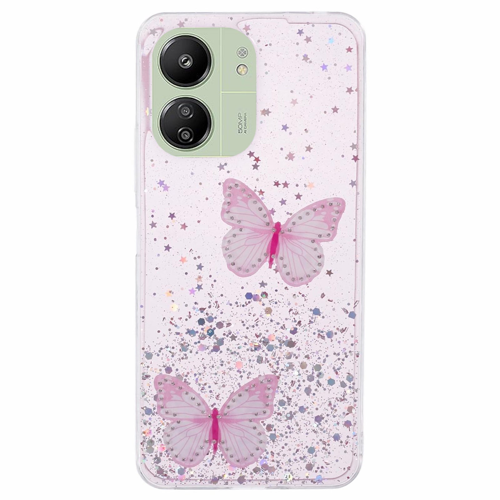 AW Series For Xiaomi Redmi 13C 4G / Poco C65 4G Phone Case TPU+PVC Butterfly Cover - Purple