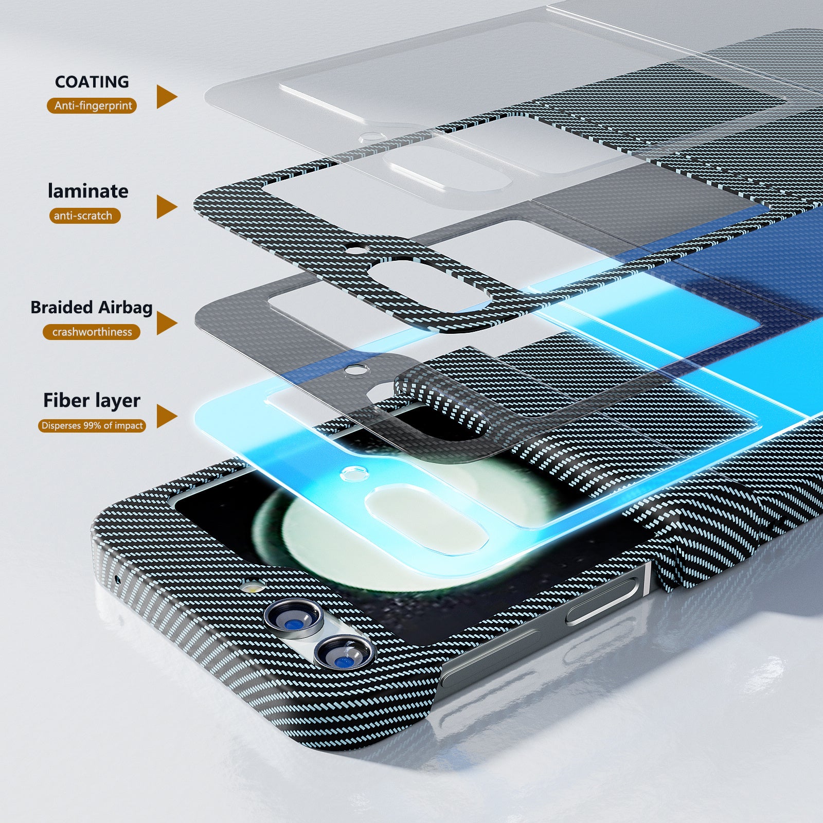 For Samsung Galaxy Z Flip5 5G Case Hard PC Carbon Fiber Texture Phone Cover - Black