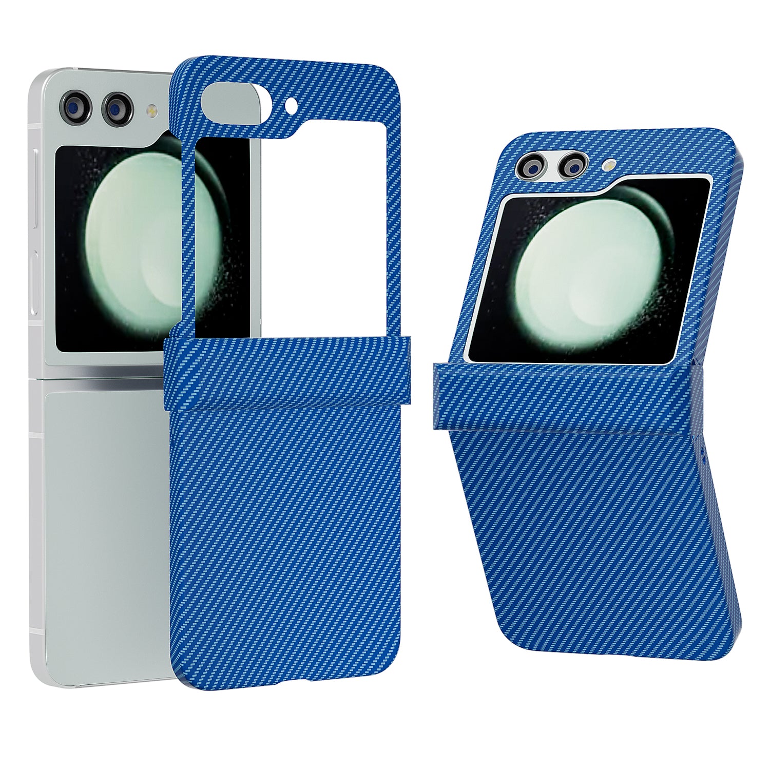 For Samsung Galaxy Z Flip5 5G Case Hard PC Carbon Fiber Texture Phone Cover - Black