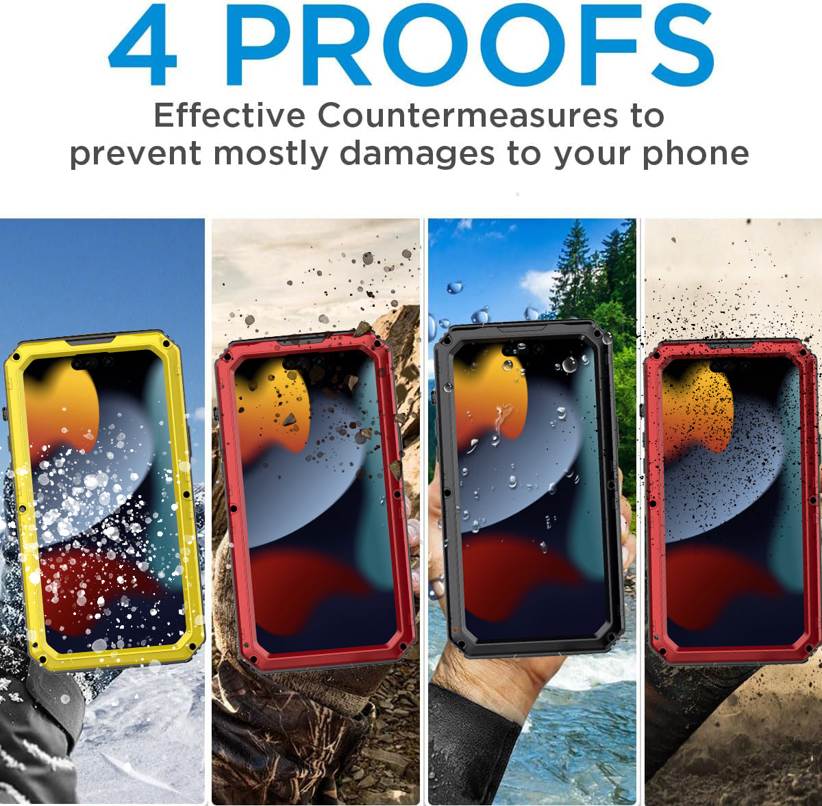 For iPhone 15 Pro Max IP68 Waterproof Case Anti-drop Phone Cover with Screen Protector - Black