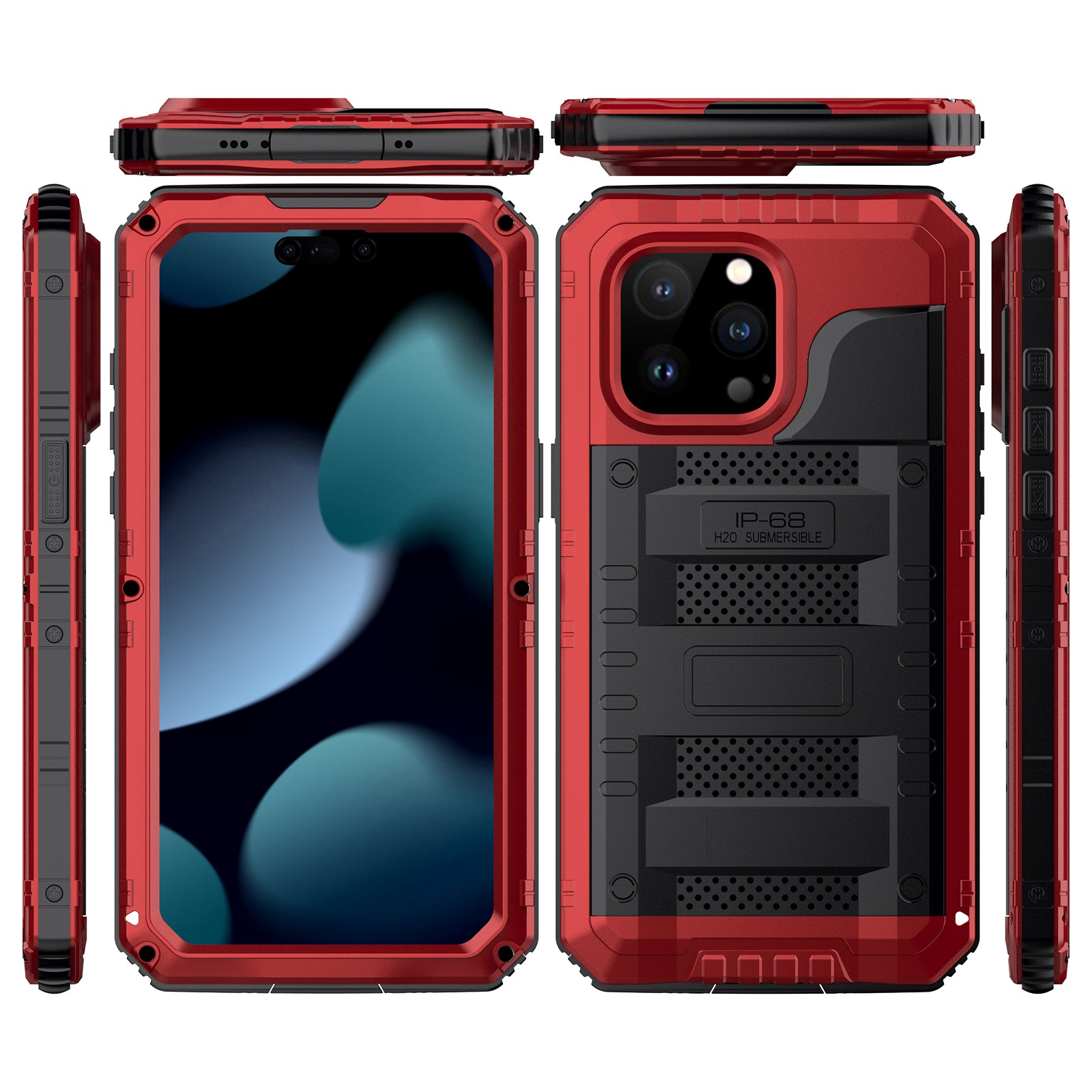For iPhone 15 Pro Max IP68 Waterproof Case Anti-drop Phone Cover with Screen Protector - Black