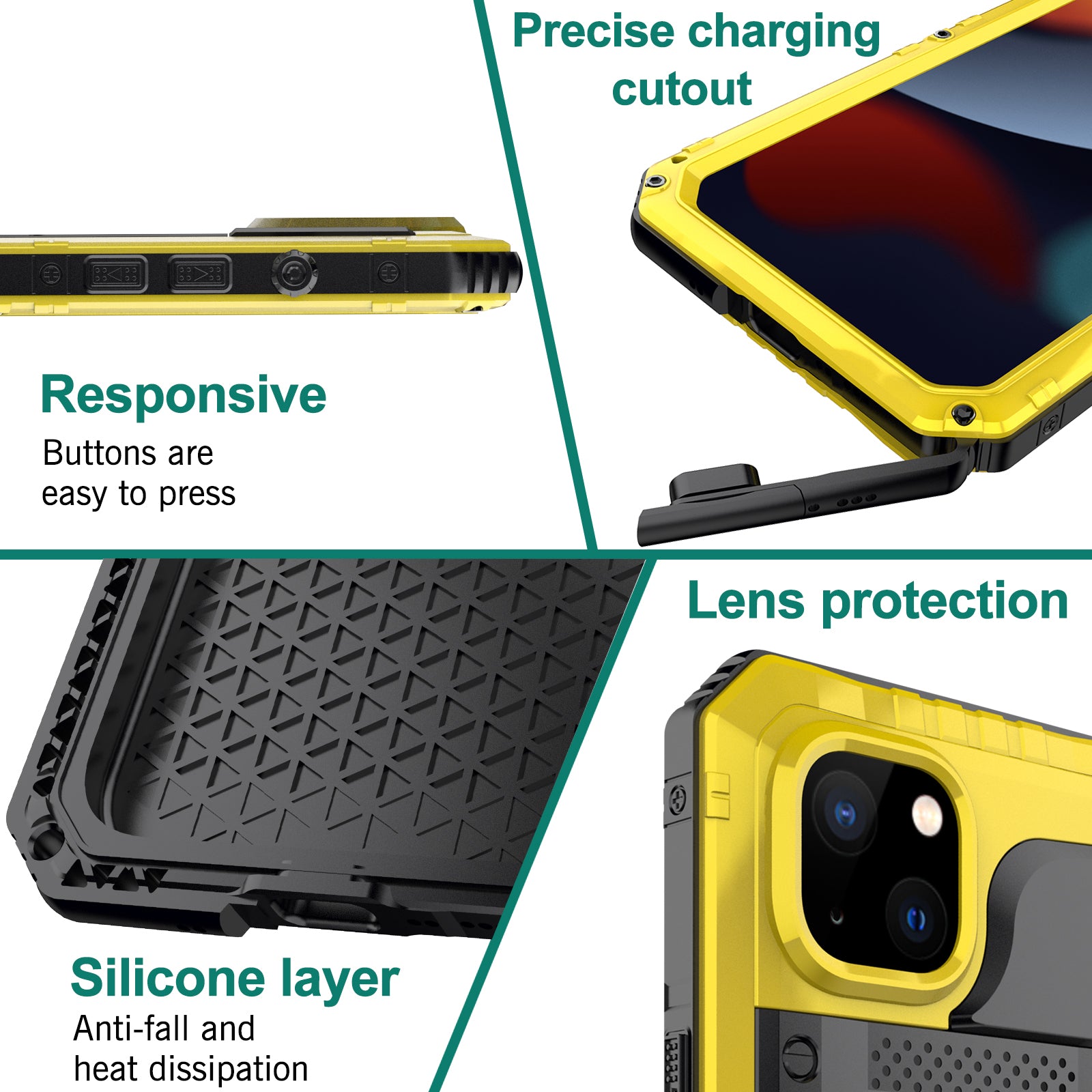 For iPhone 15 IP68 Waterproof Case Drop-proof PC+Silicone Cover with Screen Protector - Yellow