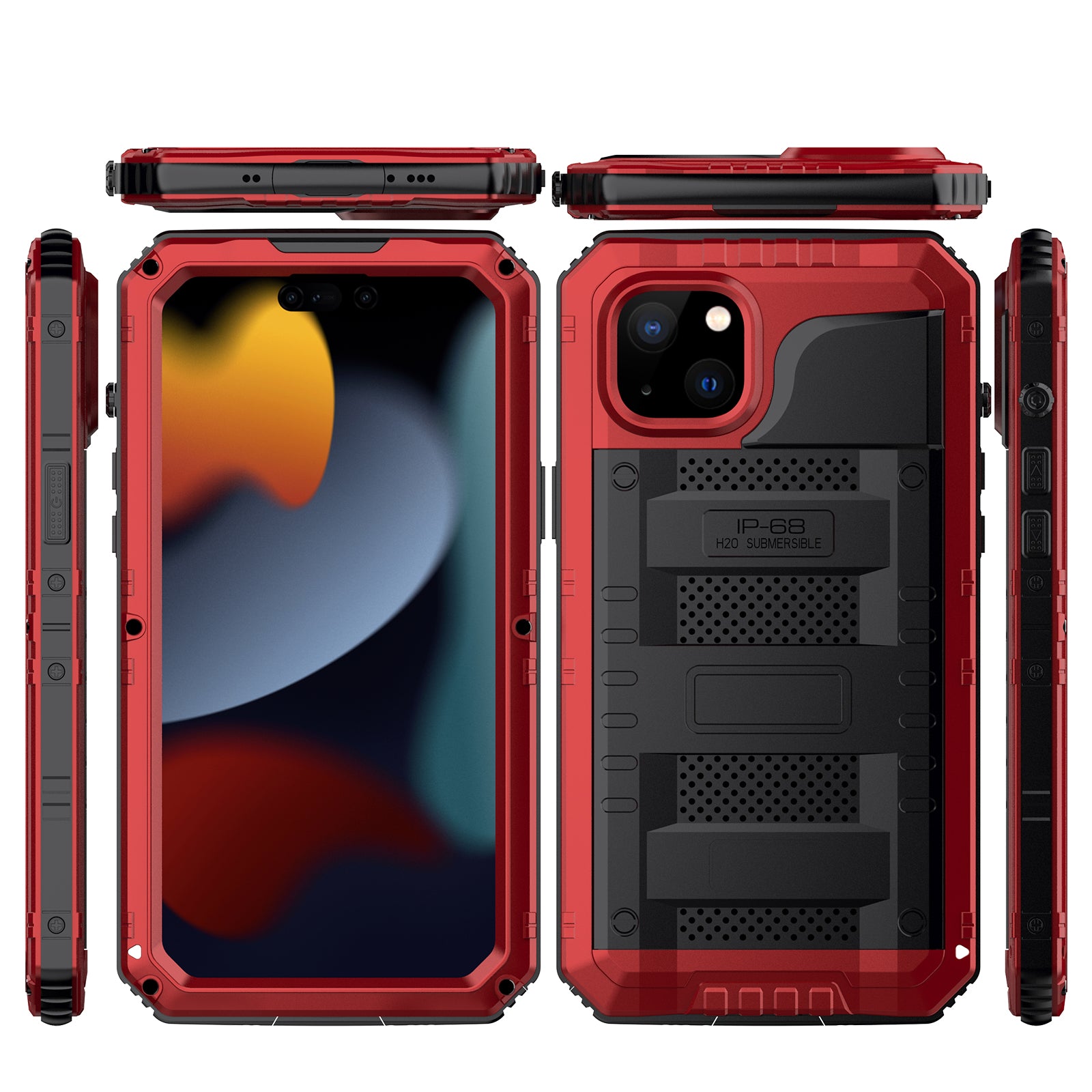 For iPhone 15 Plus Phone Case IP68 Waterproof PC+Silicone Cover with Screen Protector - Black