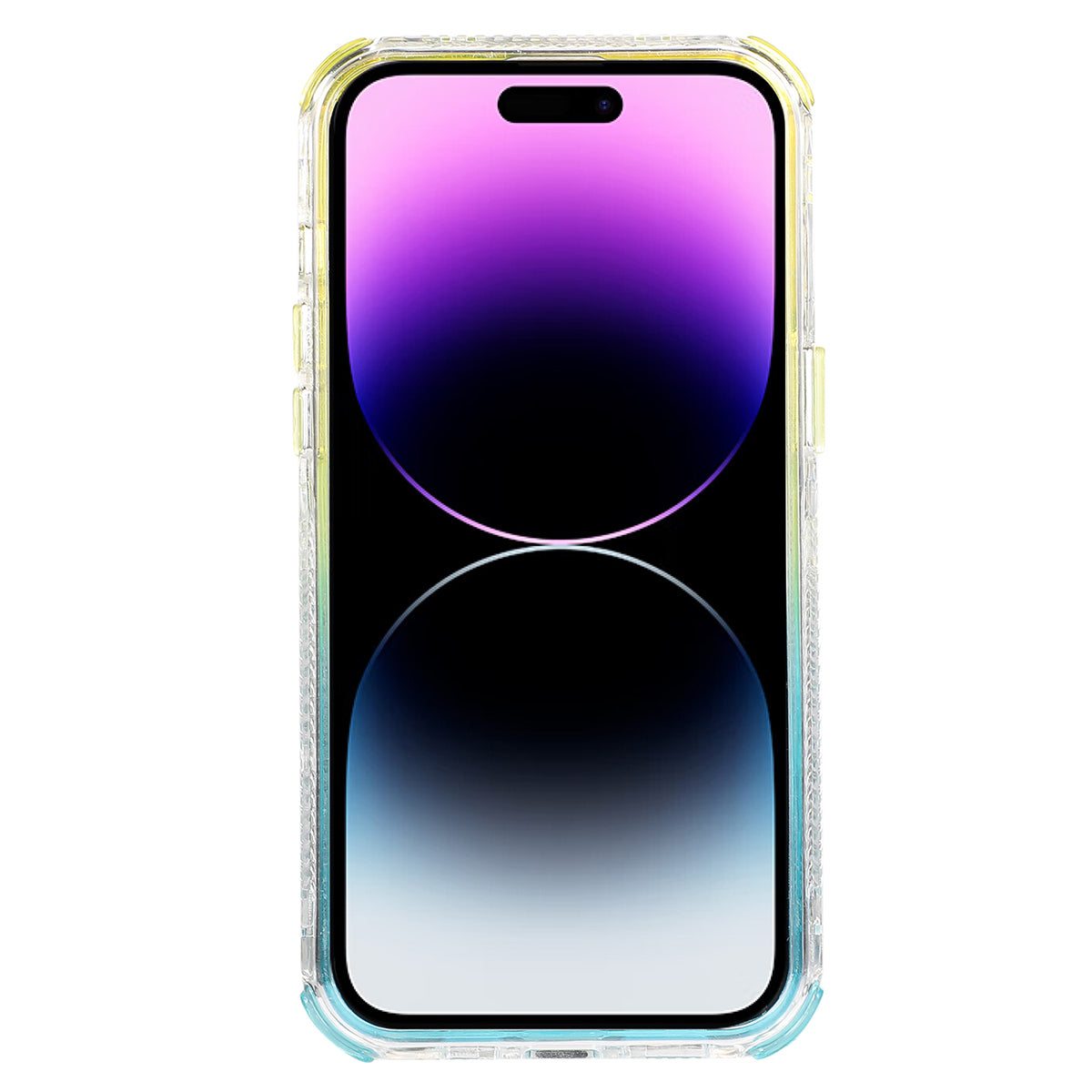 For iPhone 14 Pro Max Cell Phone Case Slim-Fit TPU+PC Glitter Gradient Quicksand Back Shell - Gold+Light Blue
