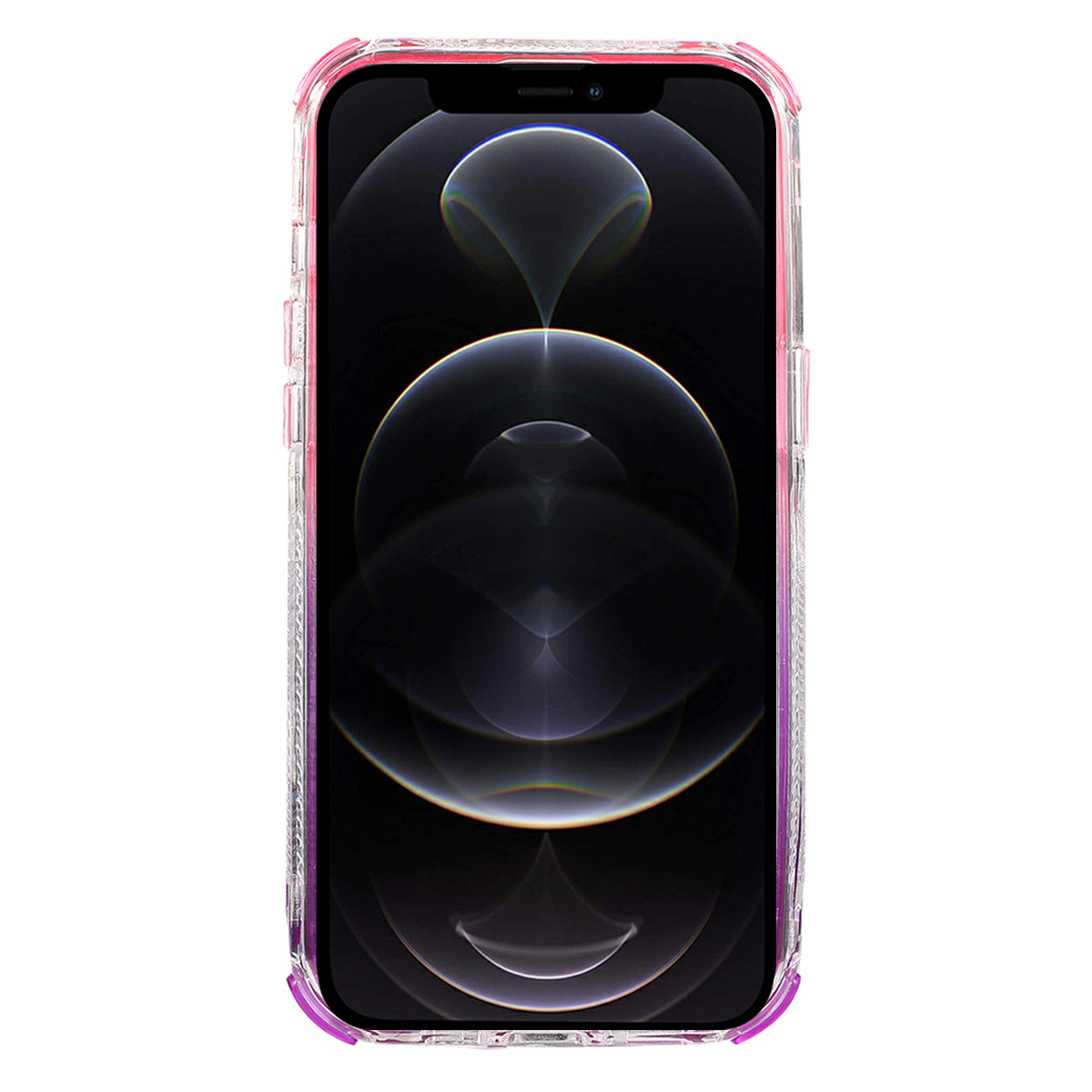 For iPhone 12 Pro Max 6.7 inch Case Gradient Dual Color Quicksand TPU+PC Phone Protective Cover - Pink+Purple