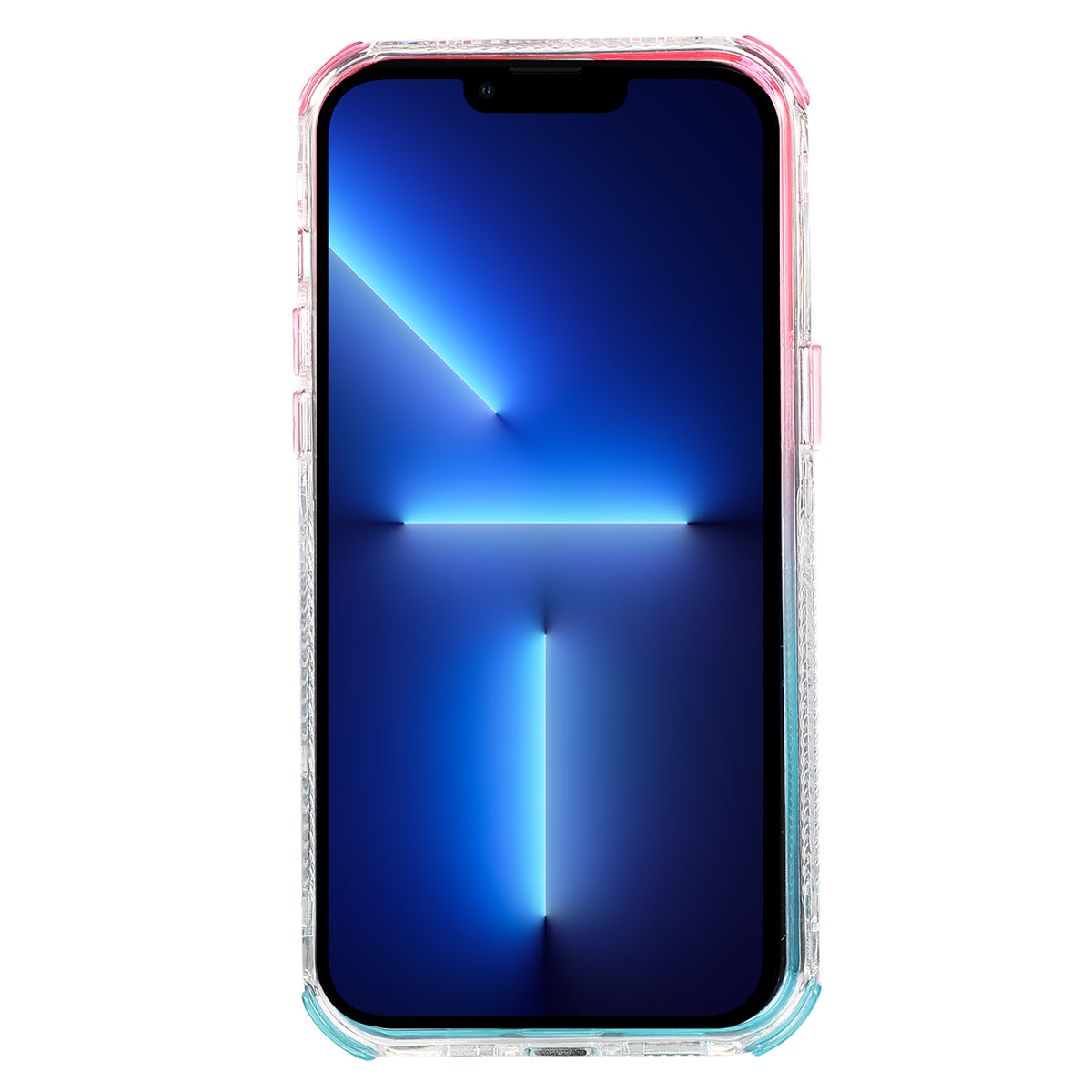 For iPhone 13 Pro 6.1 inch Cell Phone Case TPU+PC Anti-drop Gradient Liquid Quicksand Shell - Pink+Light Blue