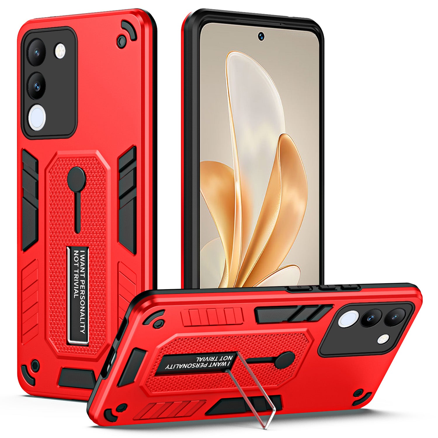 For vivo V29e (Global) 5G / Y200 (India) 5G Phone Case Metal Kickstand Back Cover - Blue