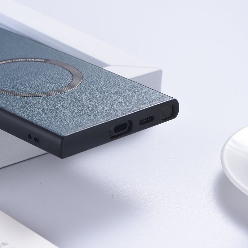 For Samsung Galaxy S24 Ultra Phone Case Compatible with MagSafe Leather+TPU Cover - Green