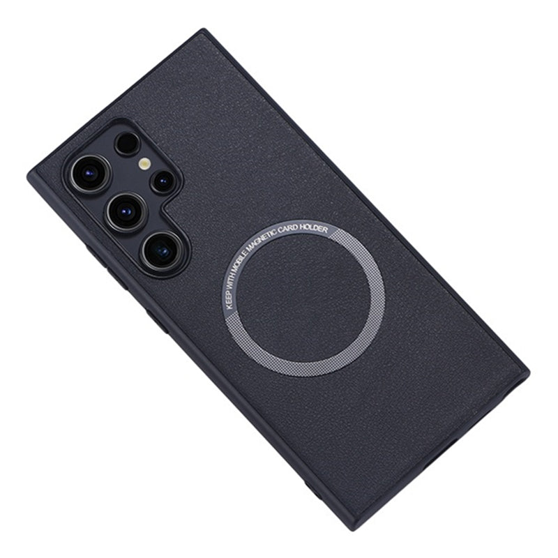 For Samsung Galaxy S24 Ultra Phone Case Compatible with MagSafe Leather+TPU Cover - Green