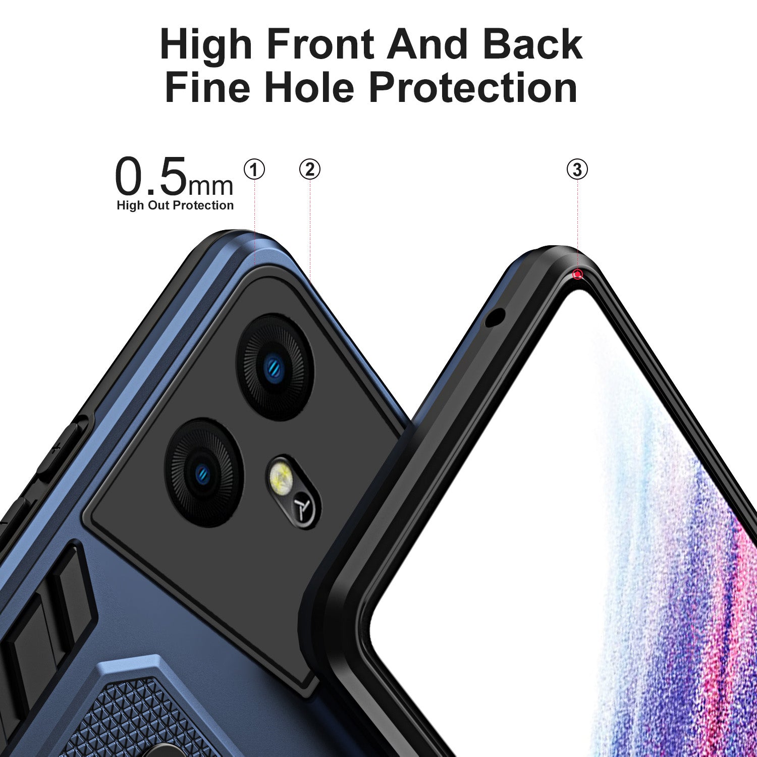 For Transsion Tecno Pova Neo 3 4G Kickstand Case Anti-drop Phone Cover Silicone Ring Strap - Blue