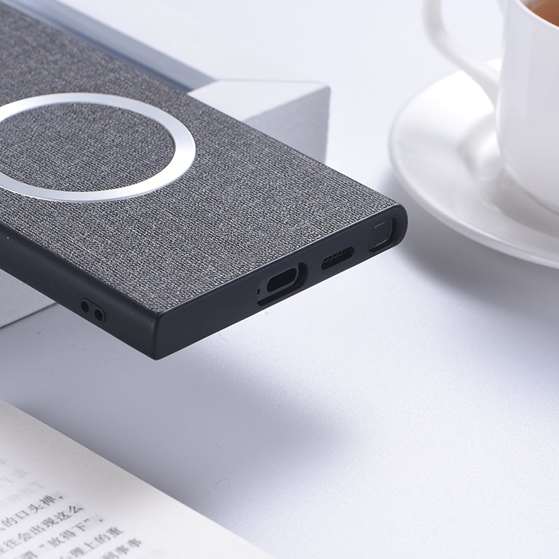 For Samsung Galaxy S24 Ultra Magnetic Phone Case Anti-fall TPU+Cloth Cover Compatible with MagSafe - Orange