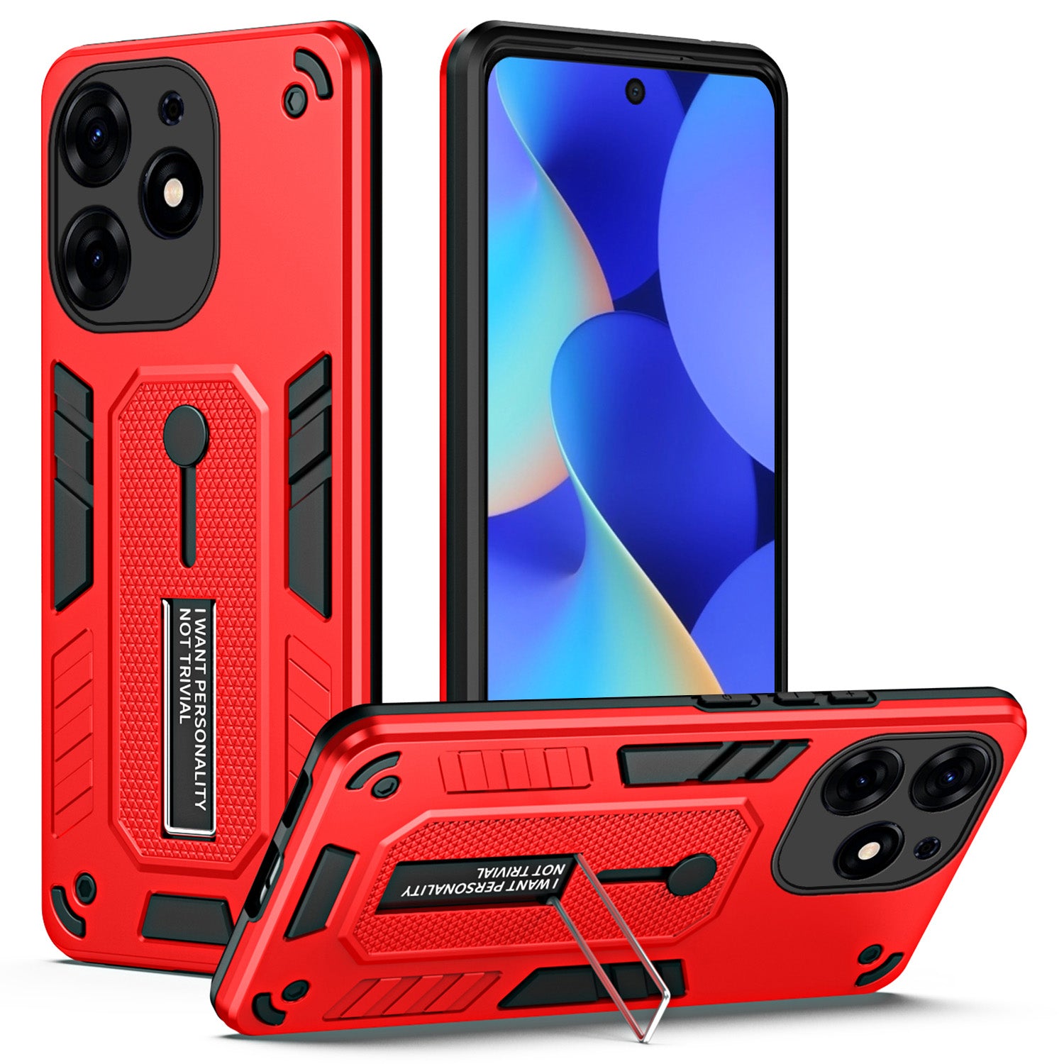 For Transsion Tecno Spark 10 Pro Phone Case Hidden Metal Kickstand Protective Cover - Blue