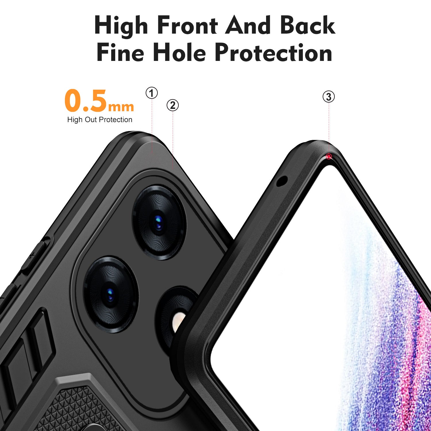For Transsion Tecno Spark 10 4G / Spark 10C 4G PC+TPU Phone Case Hidden Metal Kickstand - Black