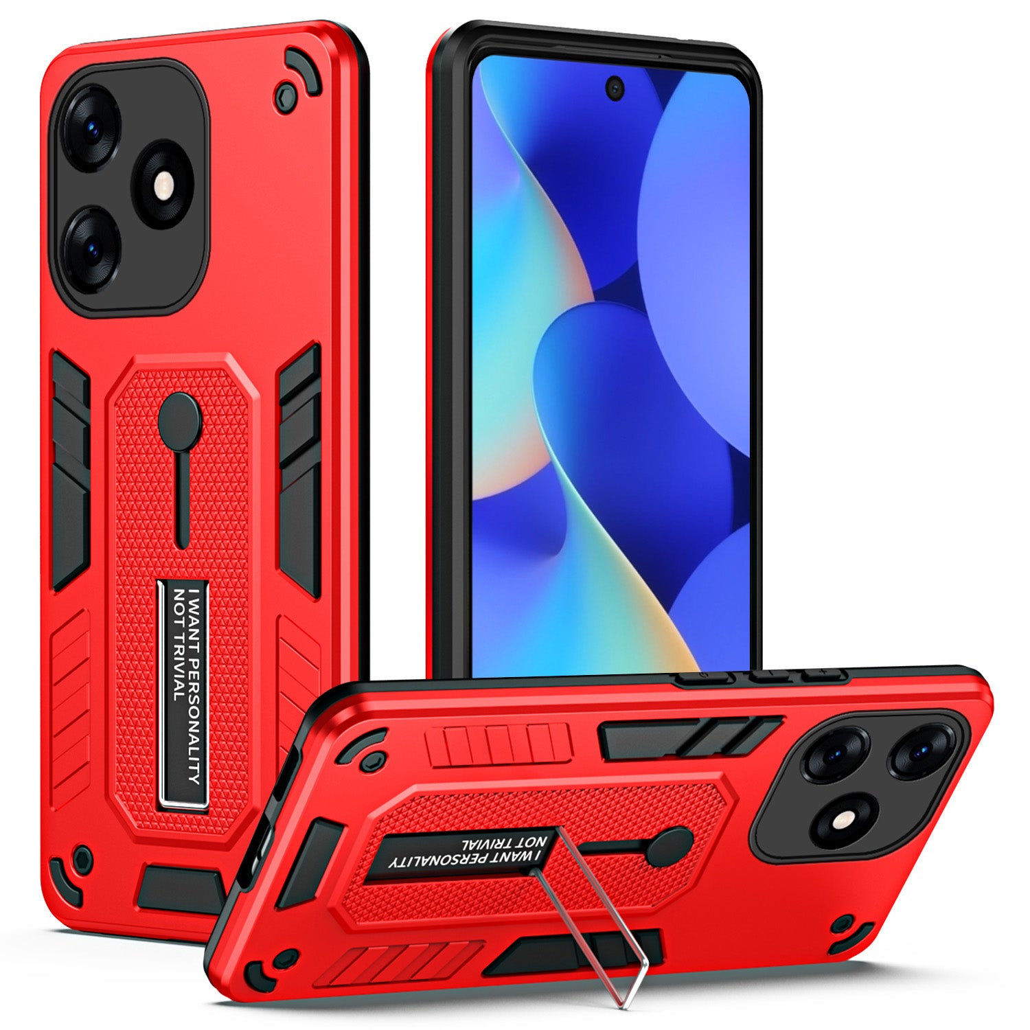 For Transsion Tecno Spark 10 4G / Spark 10C 4G PC+TPU Phone Case Hidden Metal Kickstand - Black