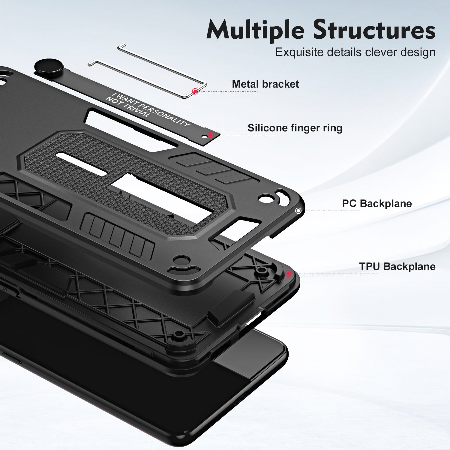For Transsion Tecno Spark Go 2024 4G  / Spark 20 / Spark 20C / Pop 8  / Transsion Infinix Smart 8 4G / Hot 40i Phone Case Kickstand Cover - Black