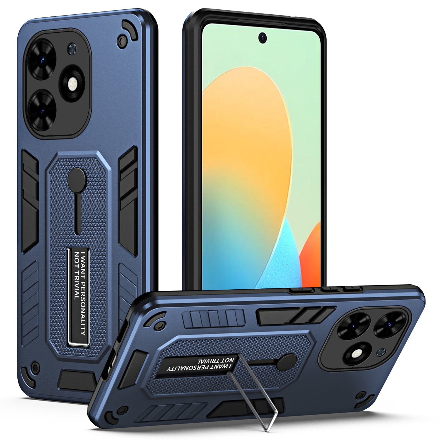For Transsion Tecno Spark Go 2024 4G  / Spark 20 / Spark 20C / Pop 8  / Transsion Infinix Smart 8 4G / Hot 40i Phone Case Kickstand Cover - Black