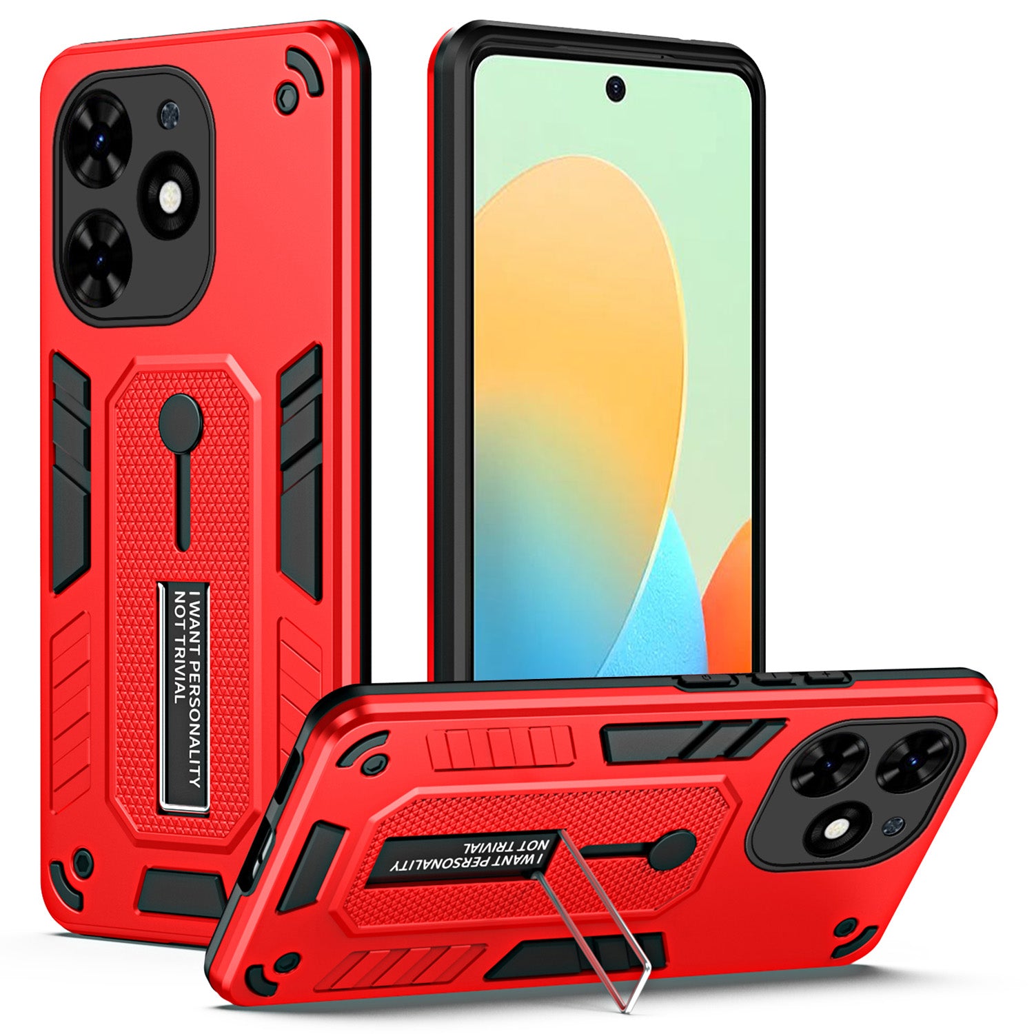 For Transsion Tecno Spark Go 2024 4G  / Spark 20 / Spark 20C / Pop 8  / Transsion Infinix Smart 8 4G / Hot 40i Phone Case Kickstand Cover - Black
