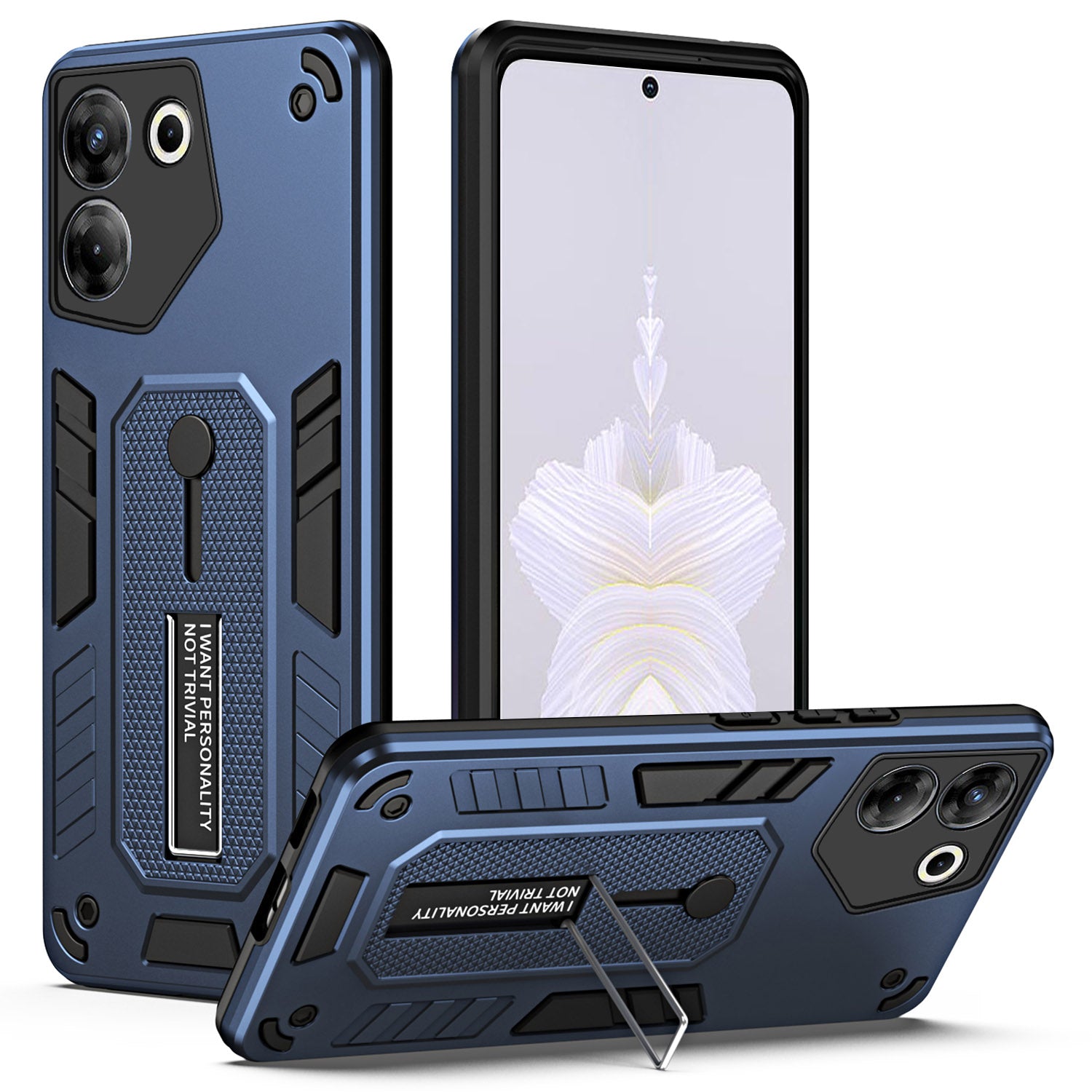 For Transsion Tecno Camon 20 Pro 5G Metal Kickstand Phone Case PC+TPU Dual Layer Protction - Blue