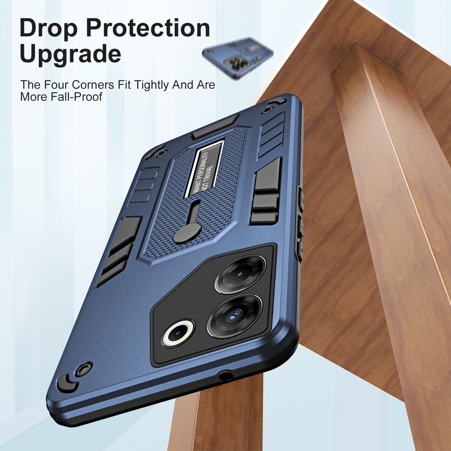 For Transsion Tecno Camon 20 Pro 5G Metal Kickstand Phone Case PC+TPU Dual Layer Protction - Blue