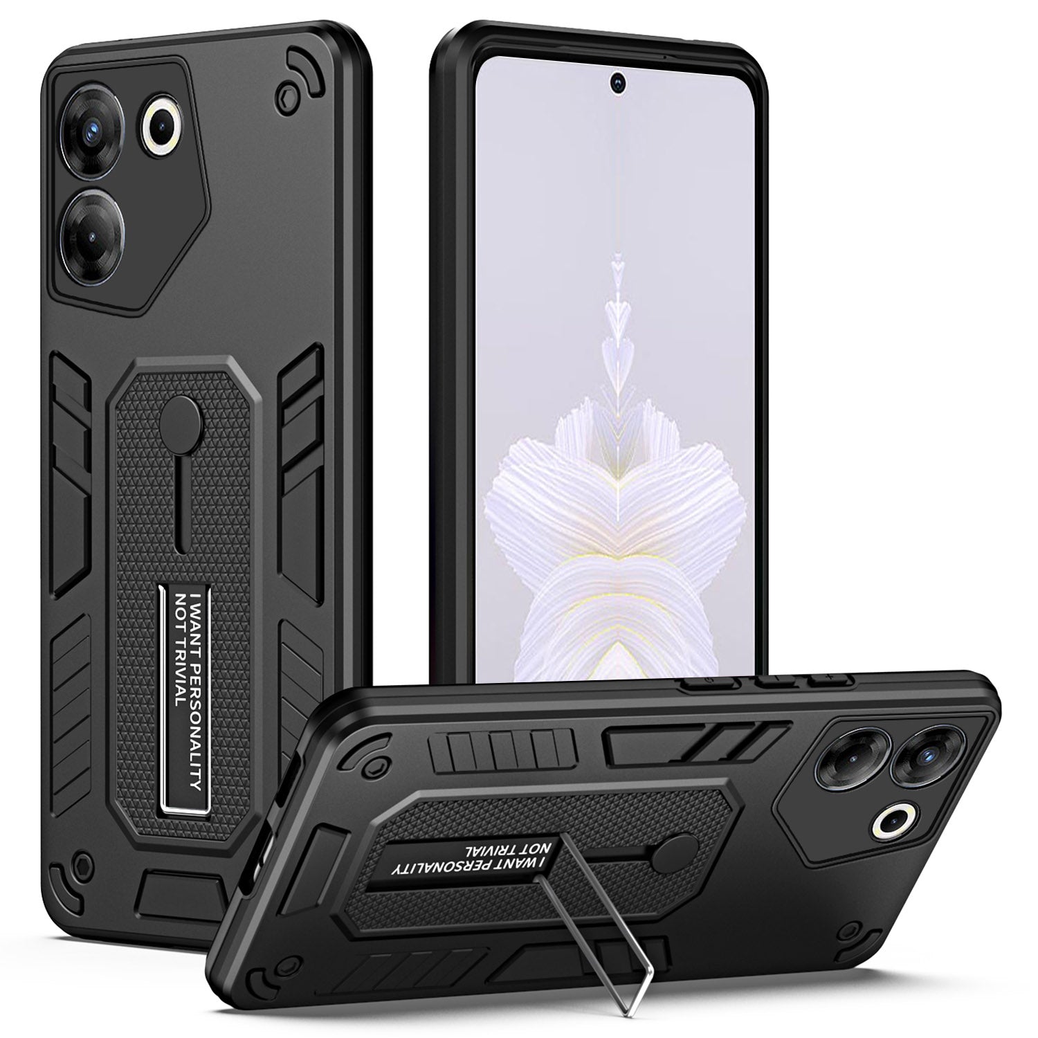 For Transsion Tecno Camon 20 Pro 5G Metal Kickstand Phone Case PC+TPU Dual Layer Protction - Blue