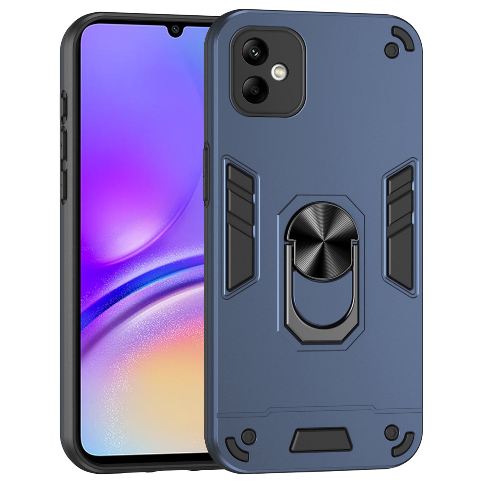 For Samsung Galaxy A05 4G Phone Case 360 Degree Rotation Ring Kickstand - Blue