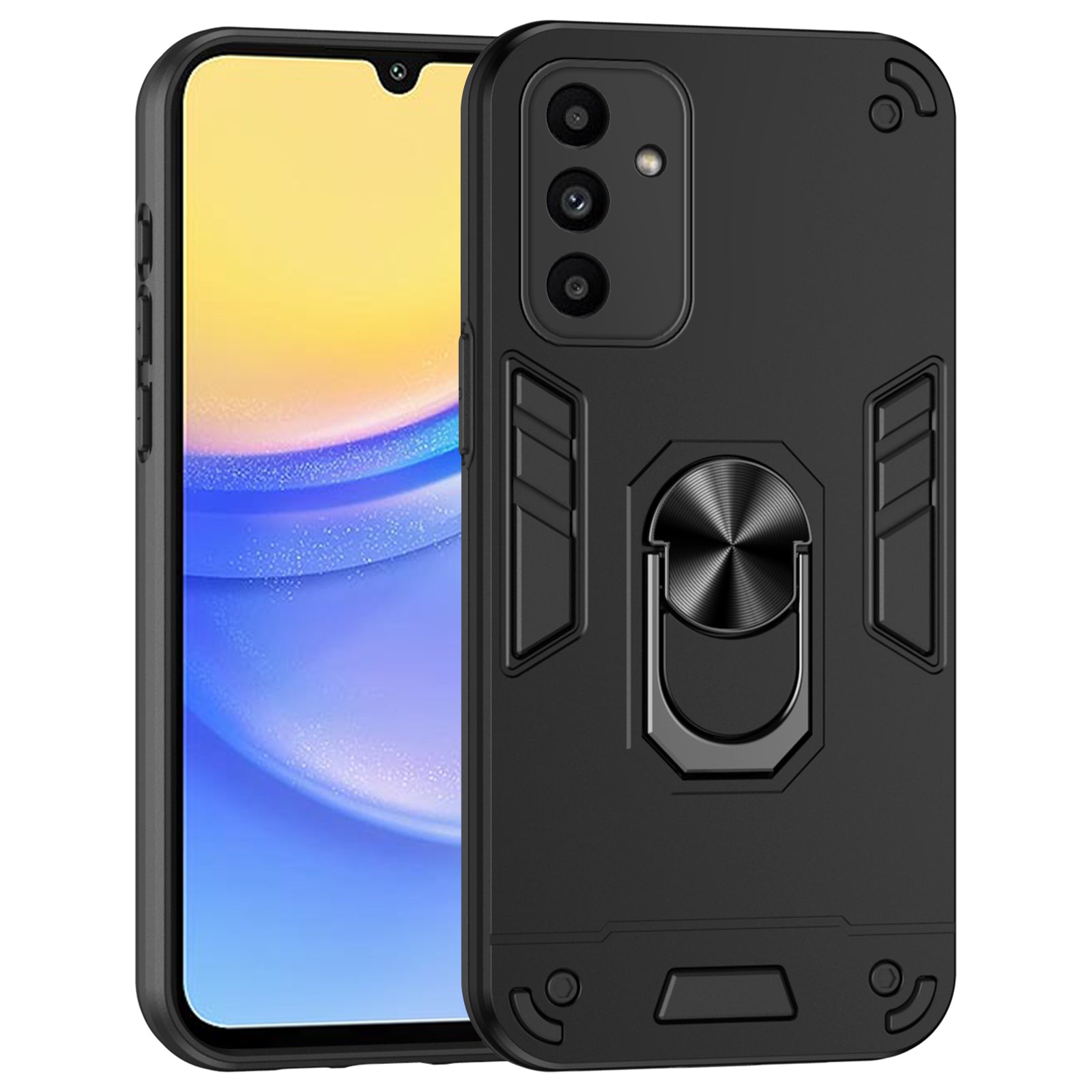 For Samsung Galaxy A15 5G Kickstand Case Slim-Fit PC+TPU Mobile Phone Cover Fits Magnetic Car Mount - Blue