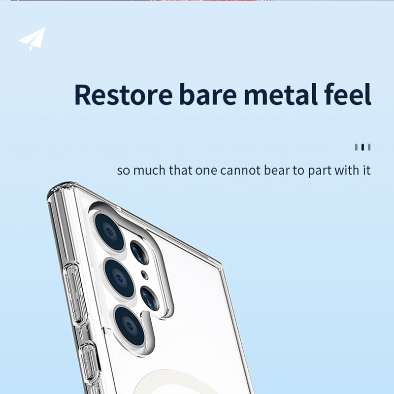 For Samsung Galaxy S24 Ultra Magnetic Case Glitter Hard PC+Soft TPU Phone Back Cover - Black