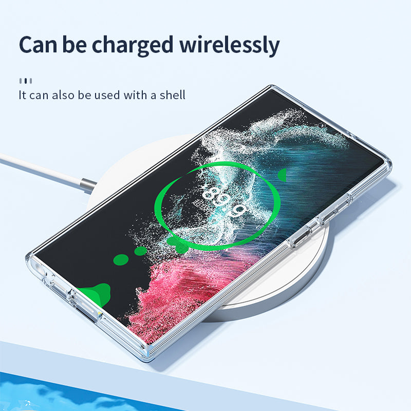 For Samsung Galaxy S24+ Magnetic Phone Case Glittery Powder Scratch-resistant Hard PC+TPU Cover - White