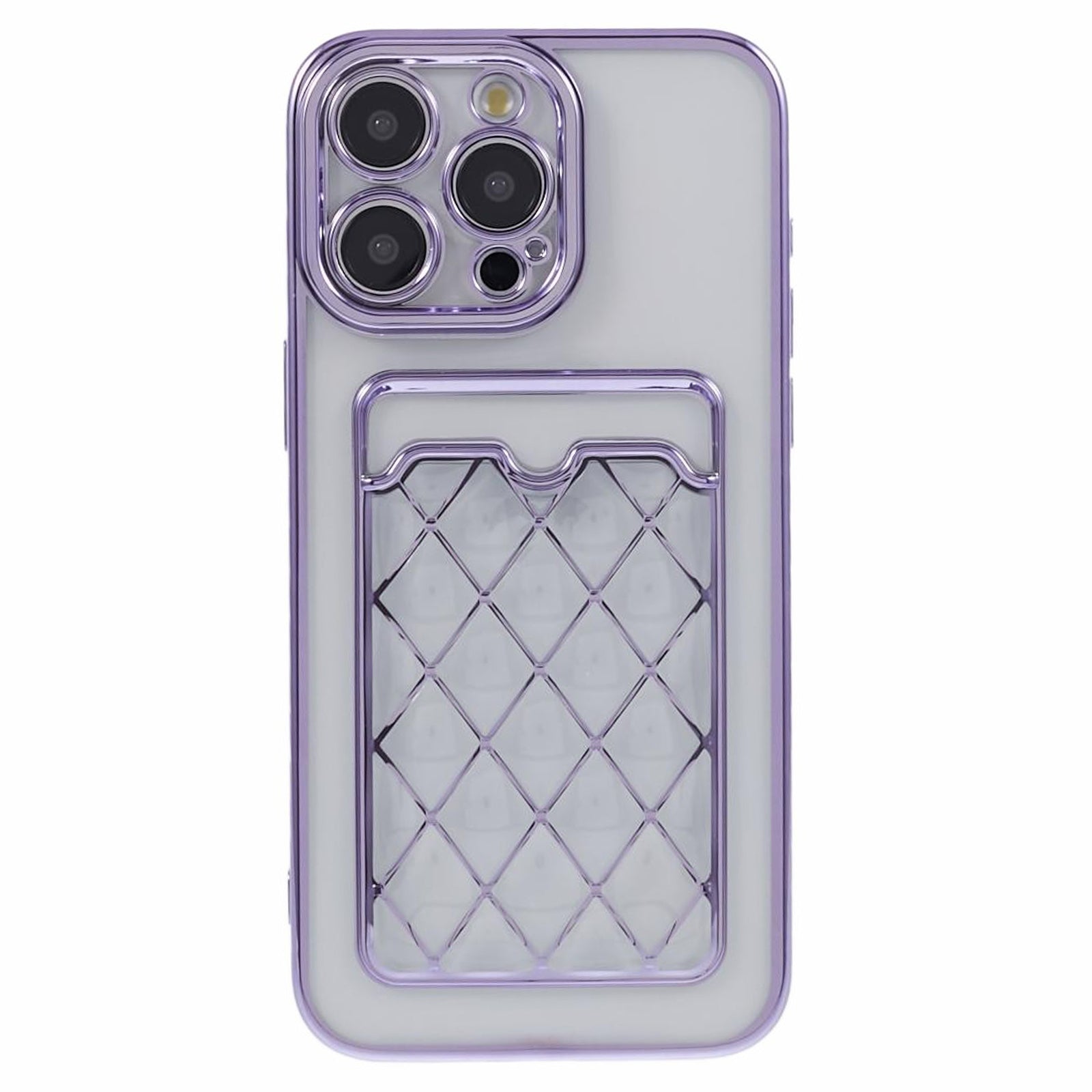 JJ Series For iPhone 14 Pro Max Case Electroplating Laser Carving Soft TPU Phone Cover - Purple