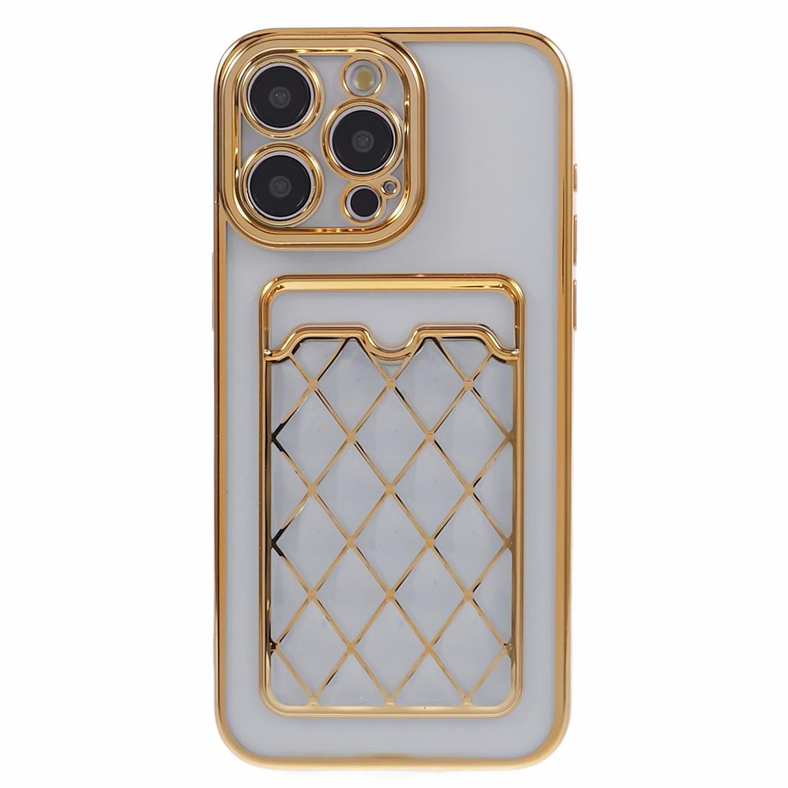 JJ Series For iPhone 13 Pro Max 6.7 inch Cell Phone Case Electroplating Soft TPU Card Holder Cover - Purple