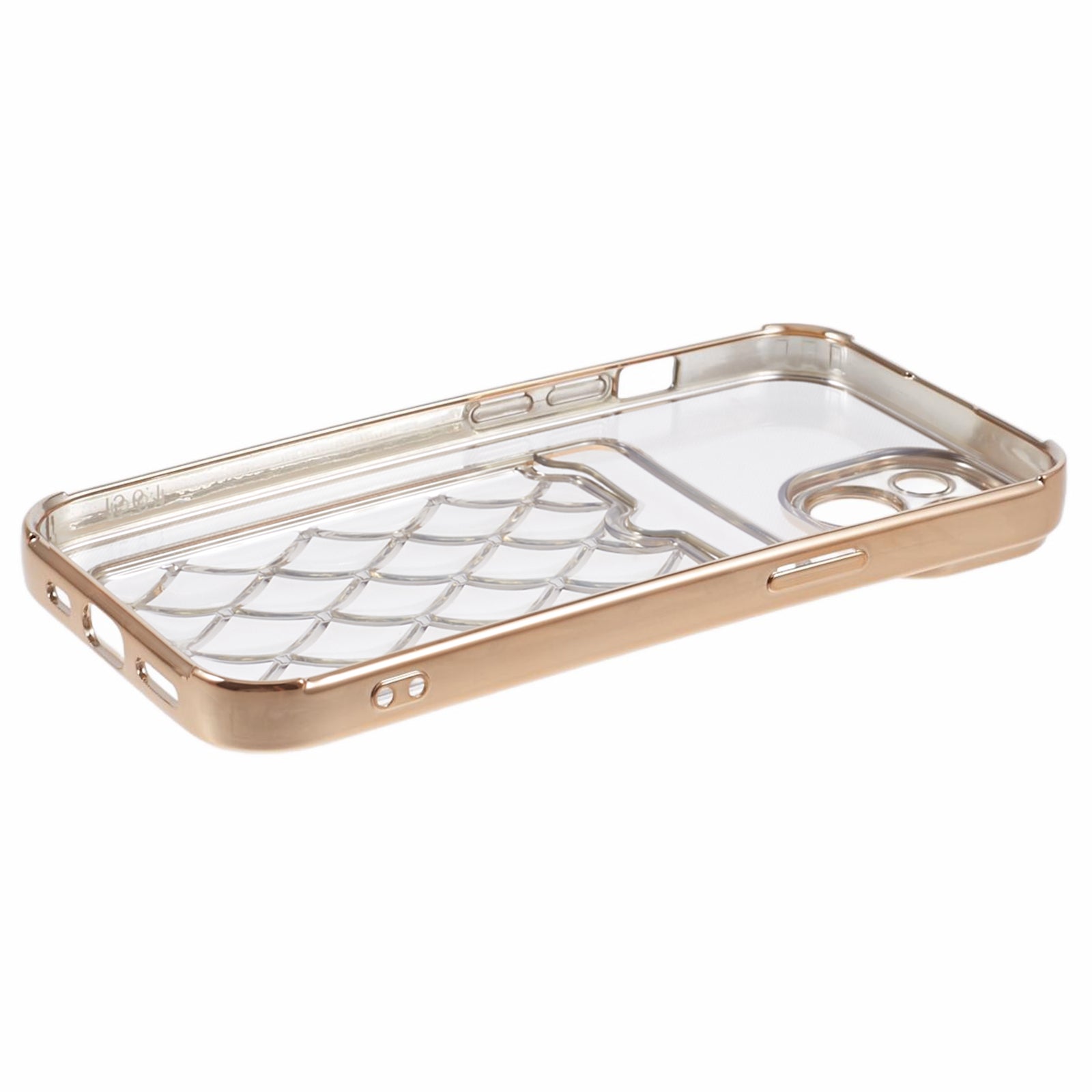 JJ Series For iPhone 14 Cell Phone Case Card Holder Electroplated TPU Anti-fall Shell - Gold