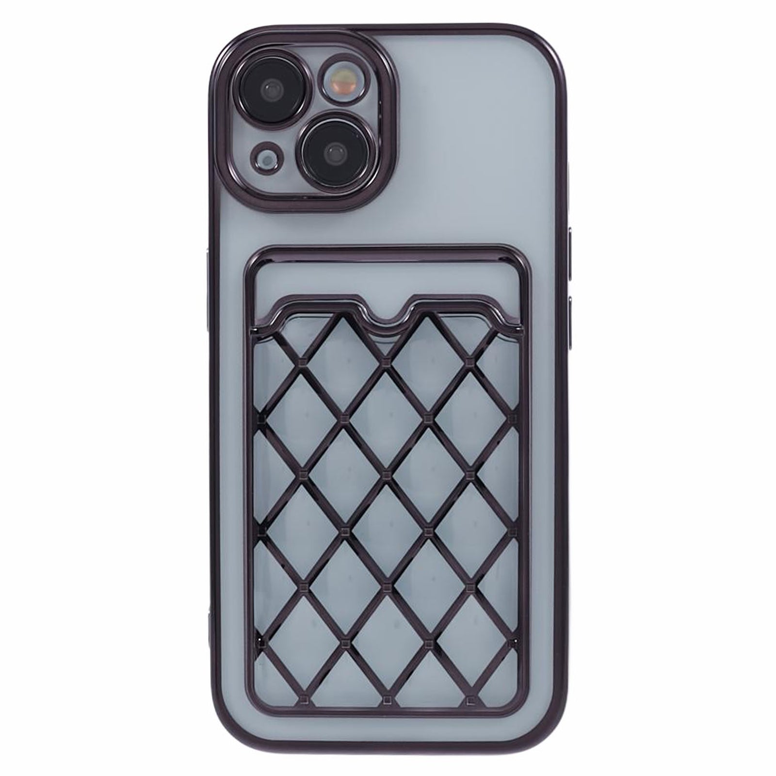 JJ Series For iPhone 14 Cell Phone Case Card Holder Electroplated TPU Anti-fall Shell - Gold