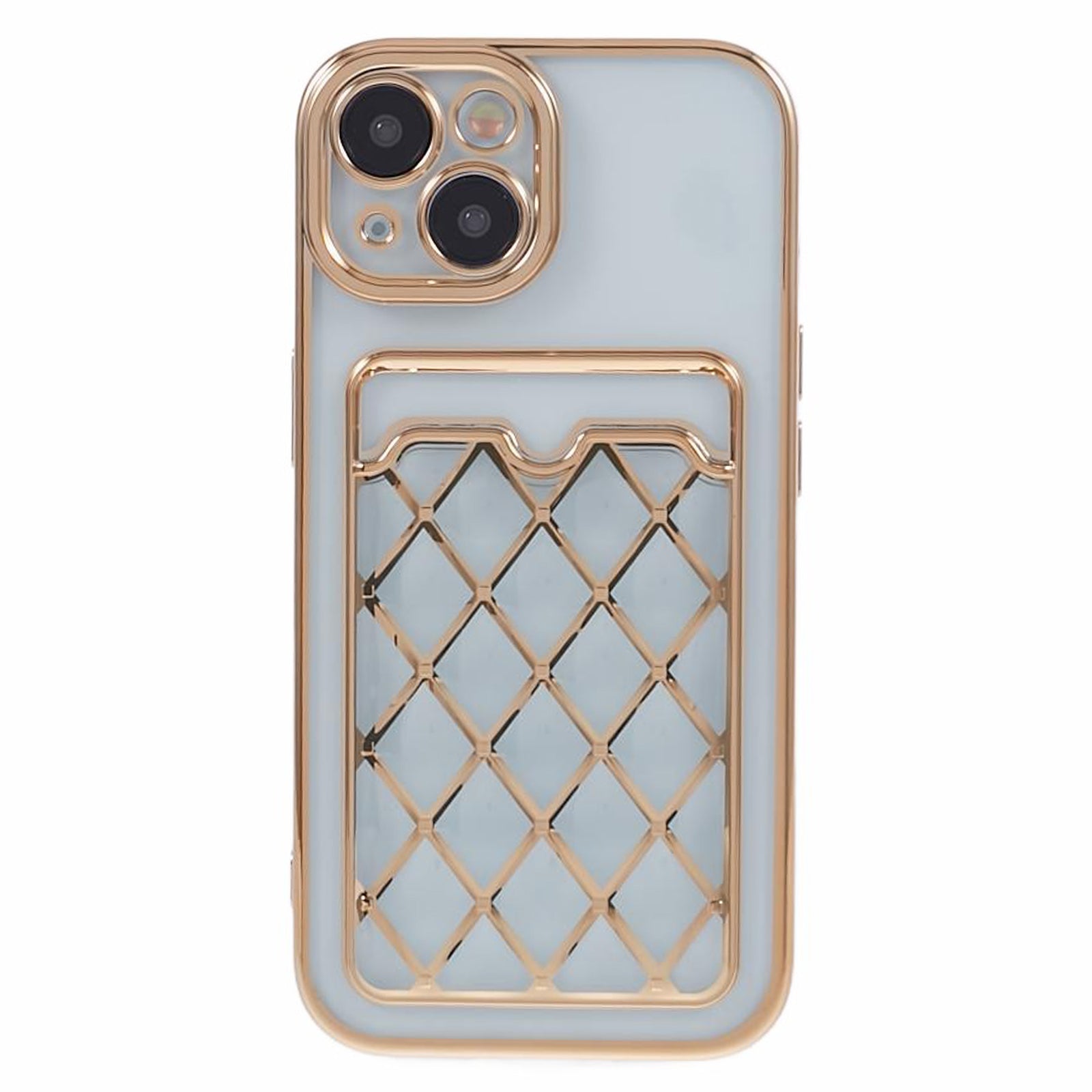 JJ Series For iPhone 13 6.1 inch TPU Case Electroplated Anti-scratch Card Slot Protective Cover - Gold