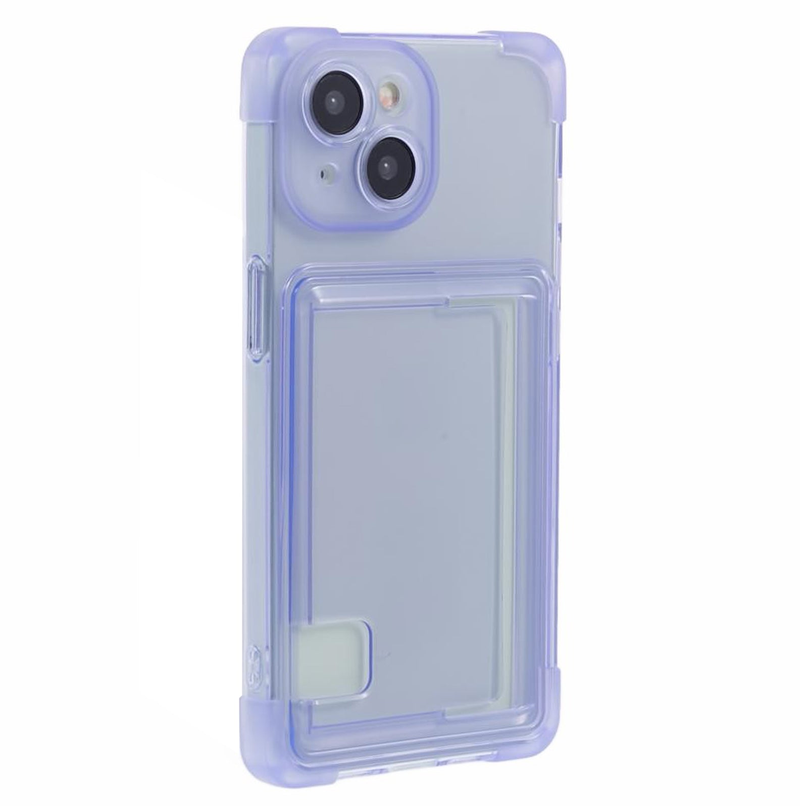 HRX Series for iPhone 13 Phone Case with Card Holder Anti-drop Cover - Transparent Purple