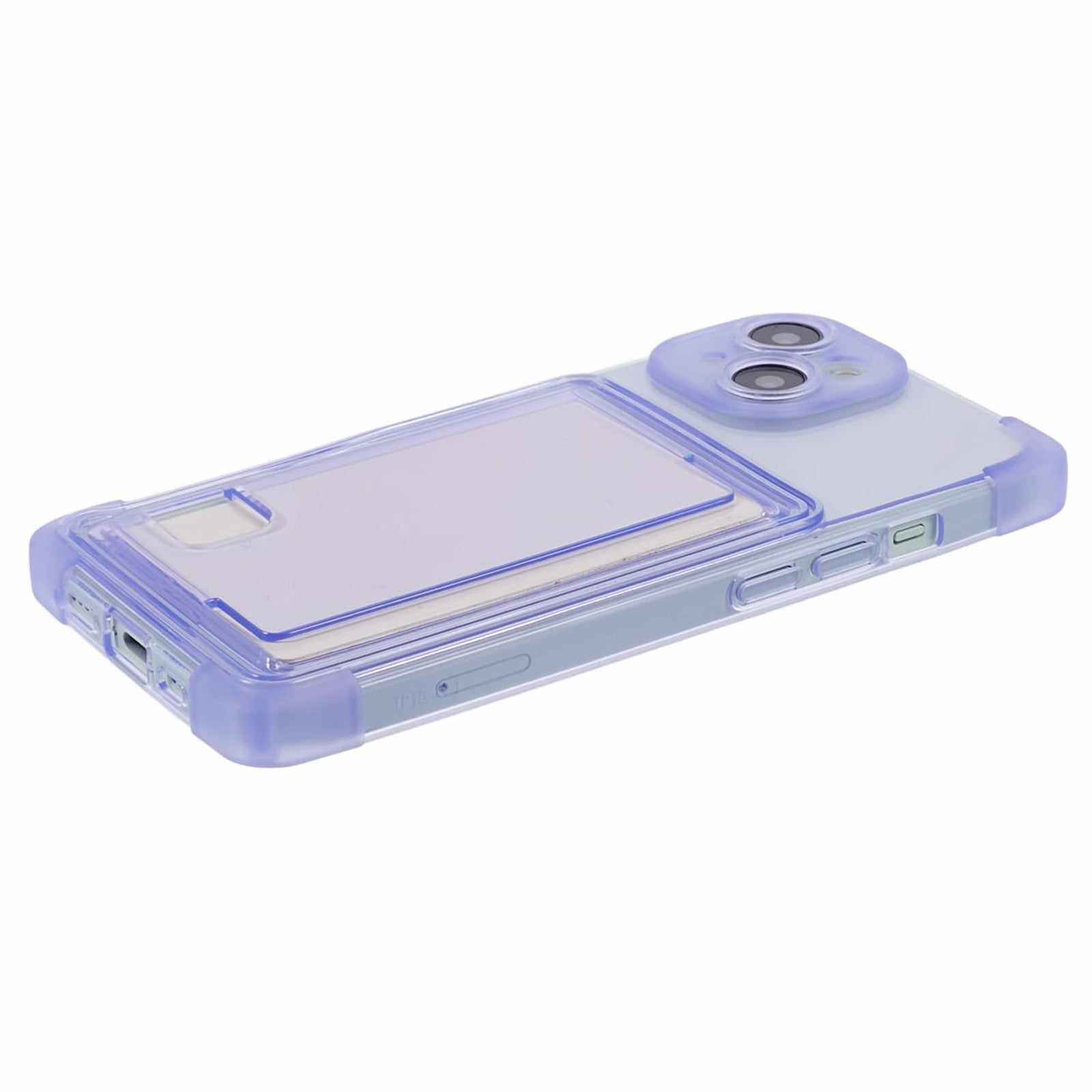 HRX Series for iPhone 13 Phone Case with Card Holder Anti-drop Cover - Transparent Purple