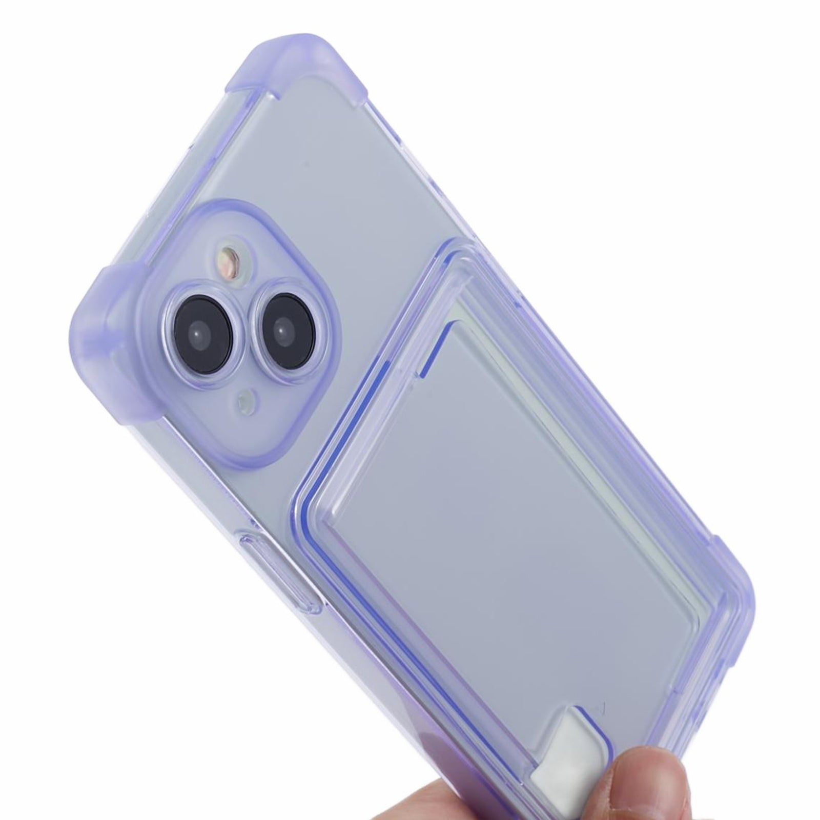 HRX Series for iPhone 13 Phone Case with Card Holder Anti-drop Cover - Transparent Purple
