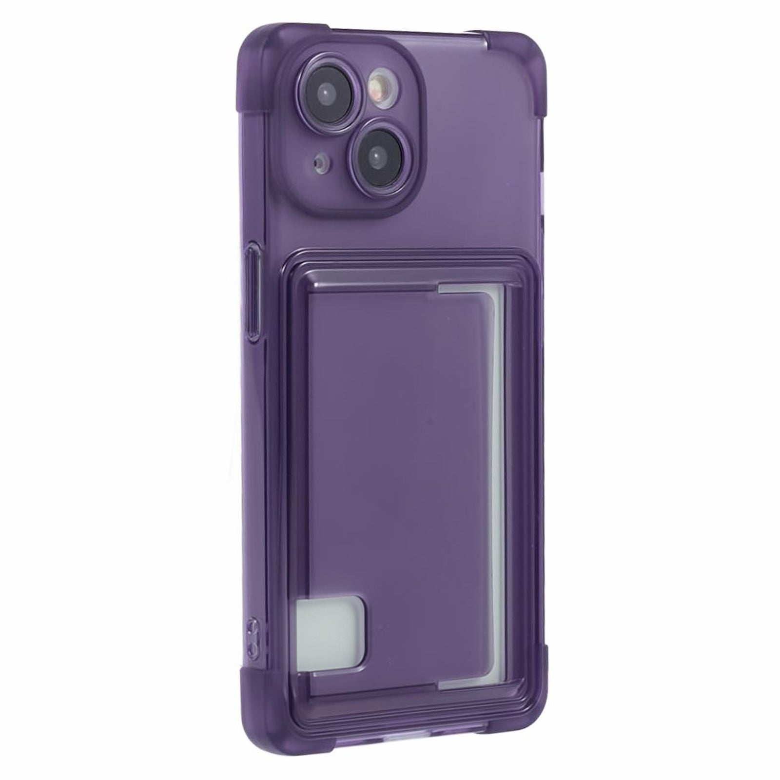 HRX Series for iPhone 13 Phone Case with Card Holder Anti-drop Cover - Transparent Purple