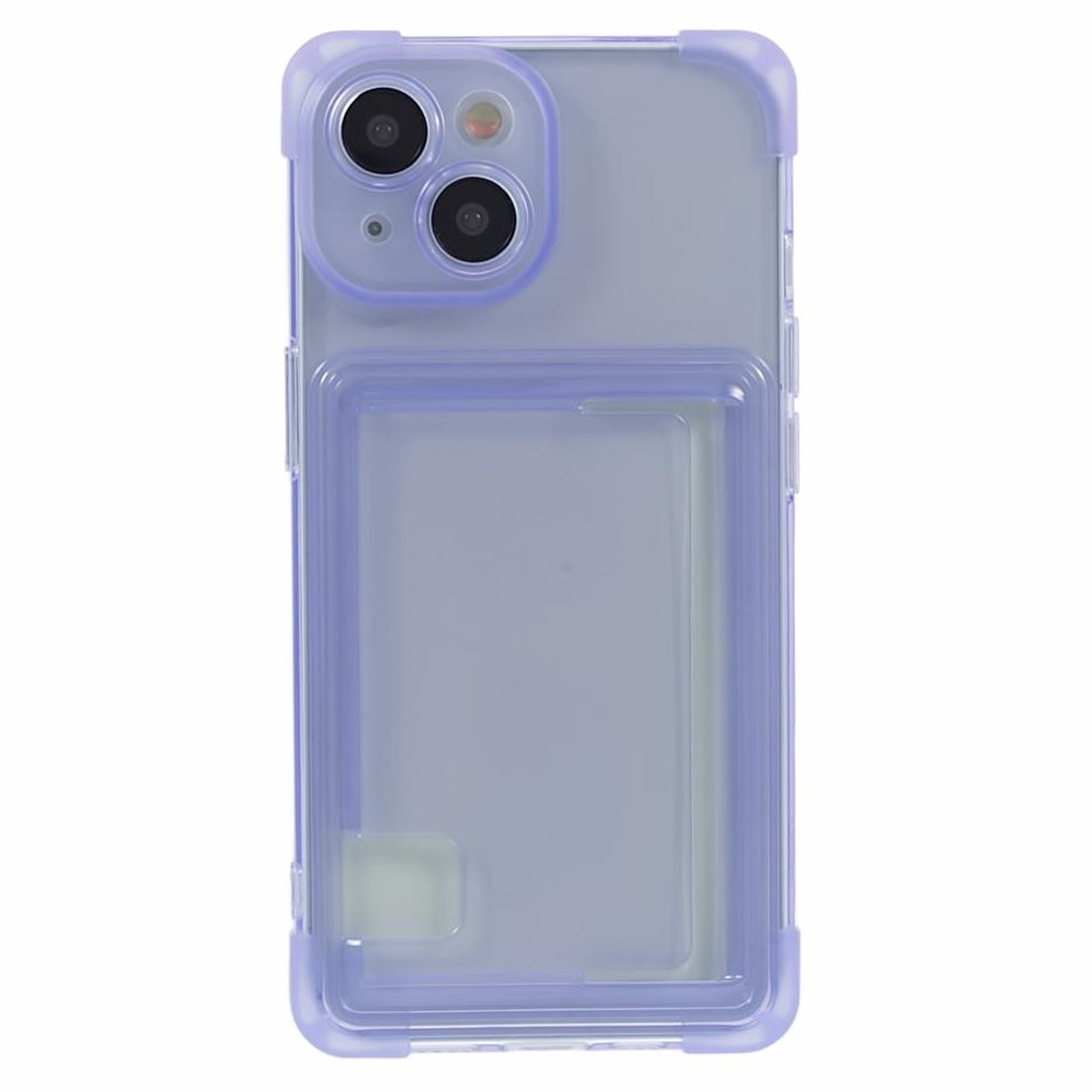 HRX Series for iPhone 14 Phone Case TPU Back Cover with Card Holder - Transparent Purple