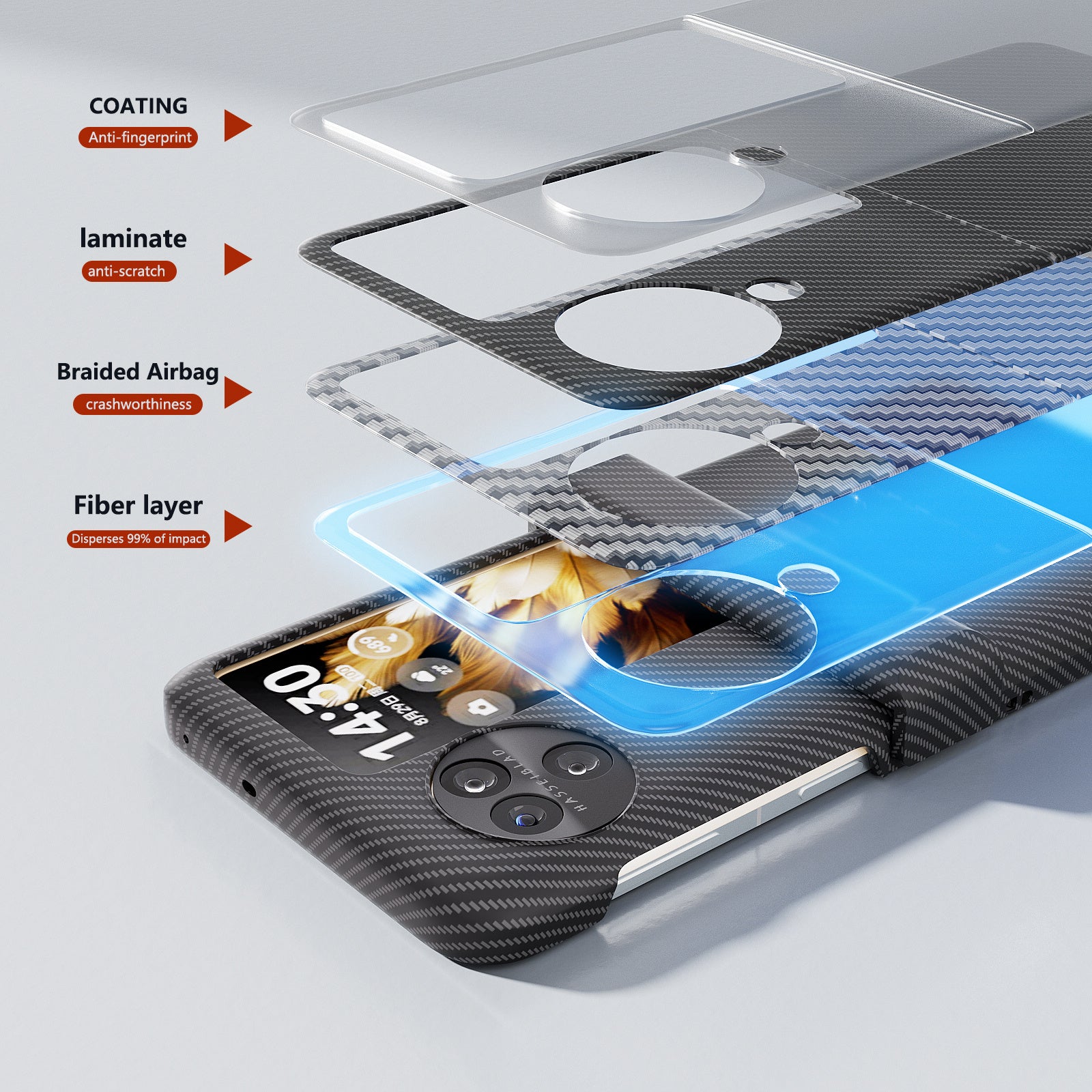 For Oppo Find N3 Flip 5G Cell Phone Case Hard PC Carbon Fiber Texture Anti-scratch Cover - Black